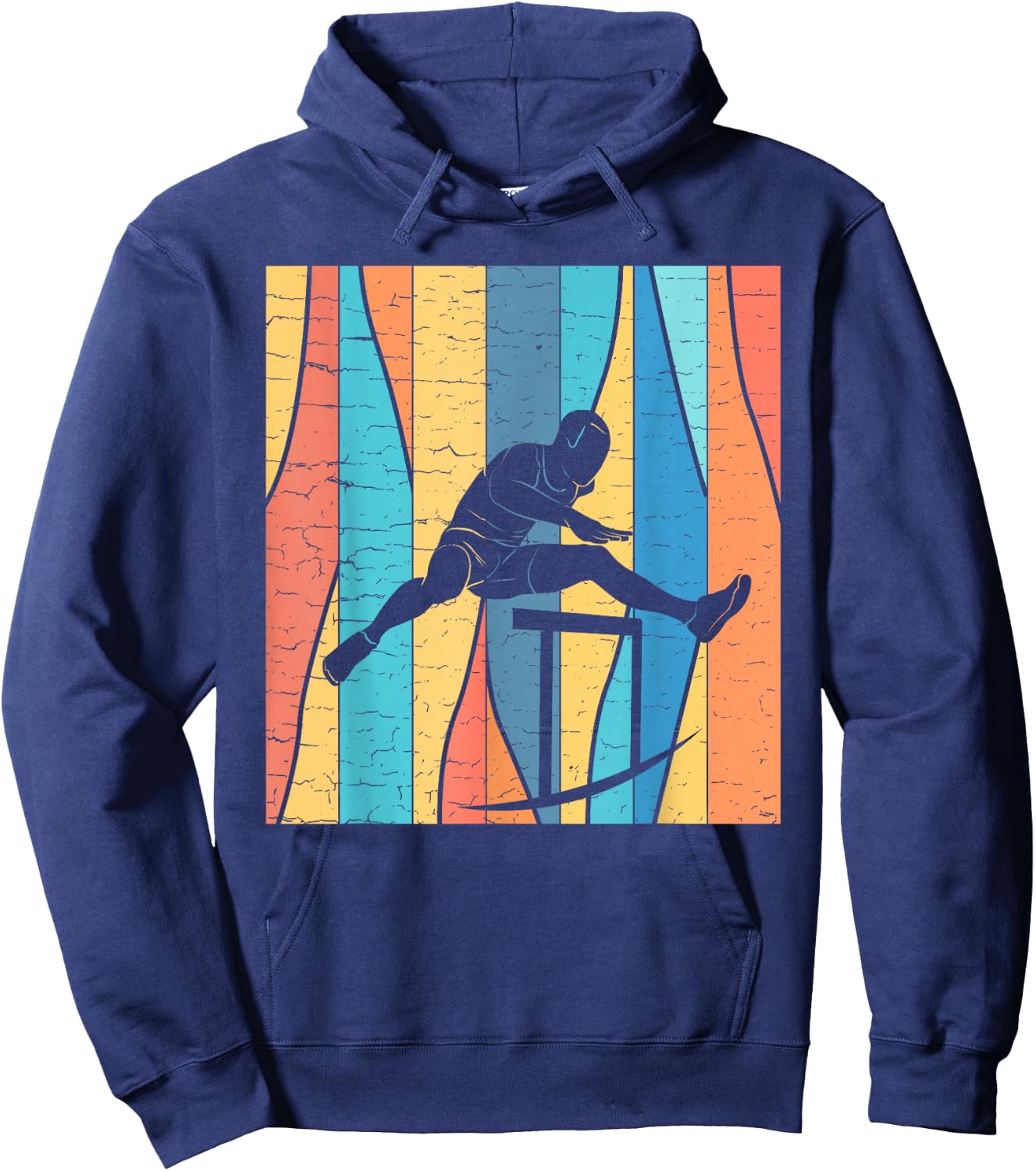 Retro Vintage Design Hurdles | Track And Field Hoodie - Hoodie | Navy