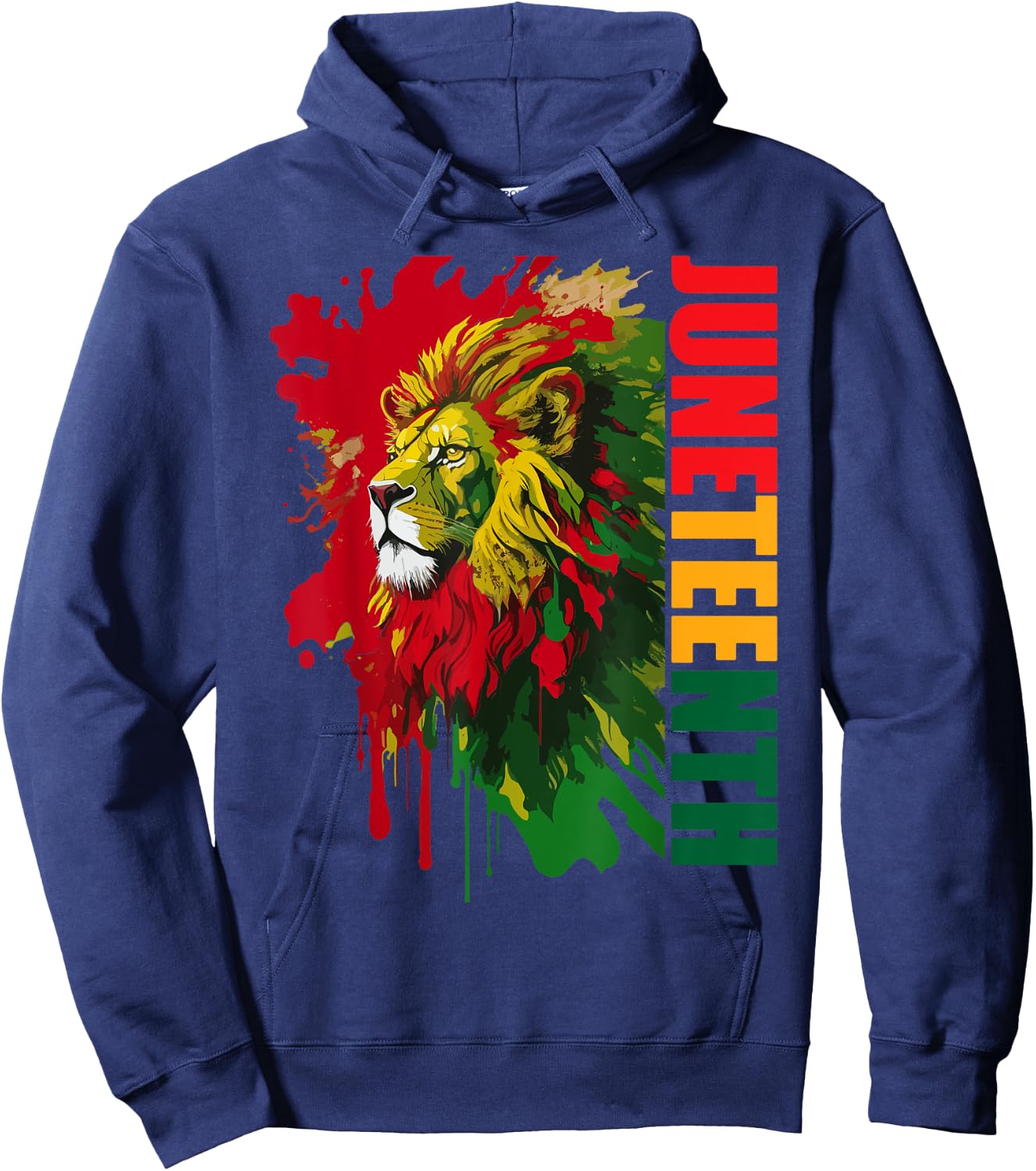 Lion Juneteenth men women African American black lion 1865 Hoodie - Hoodie | Navy