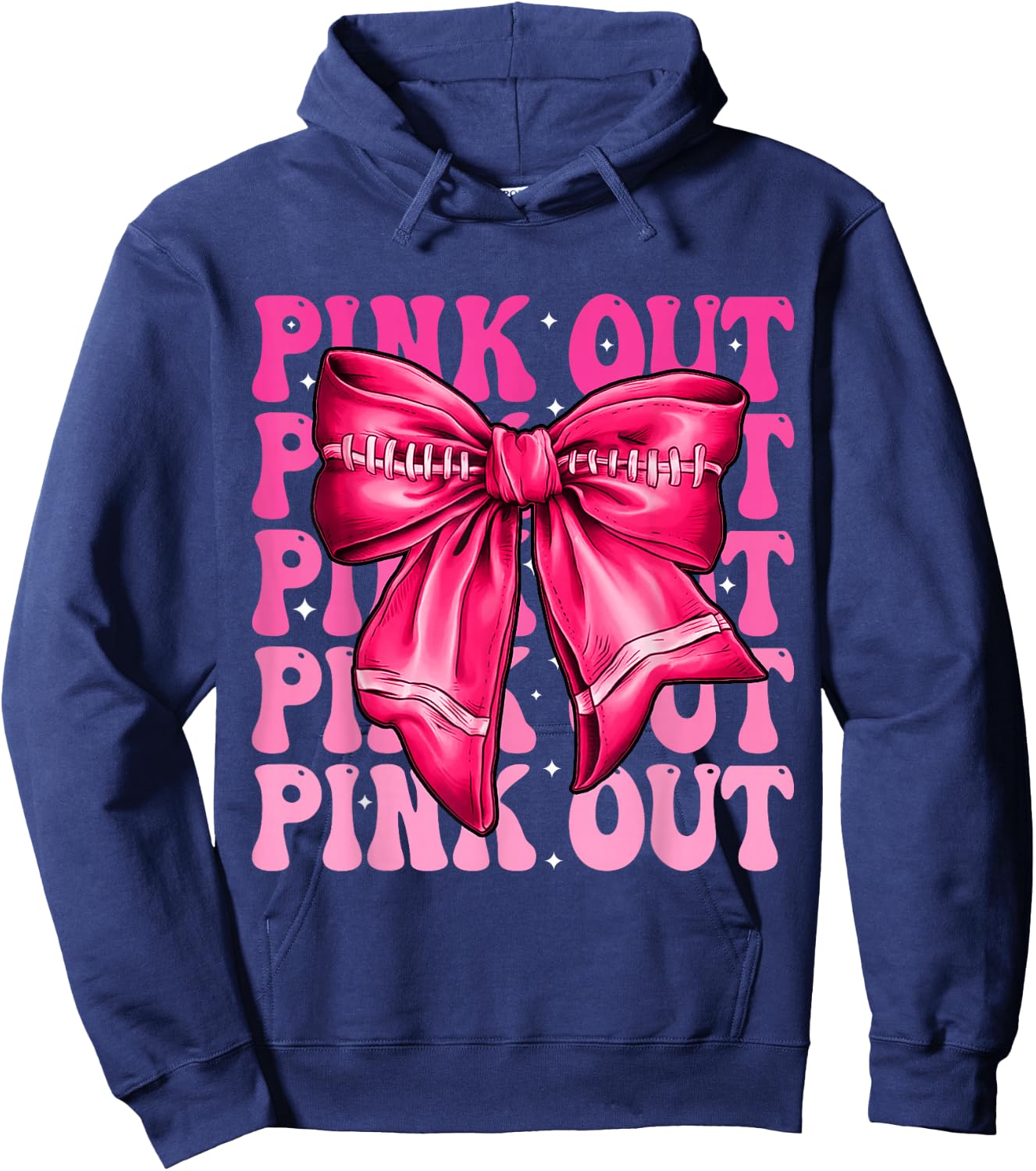 Pink Out Breast Cancer Football Coquette Bow Mom Girls Women Hoodie - Hoodie | Navy