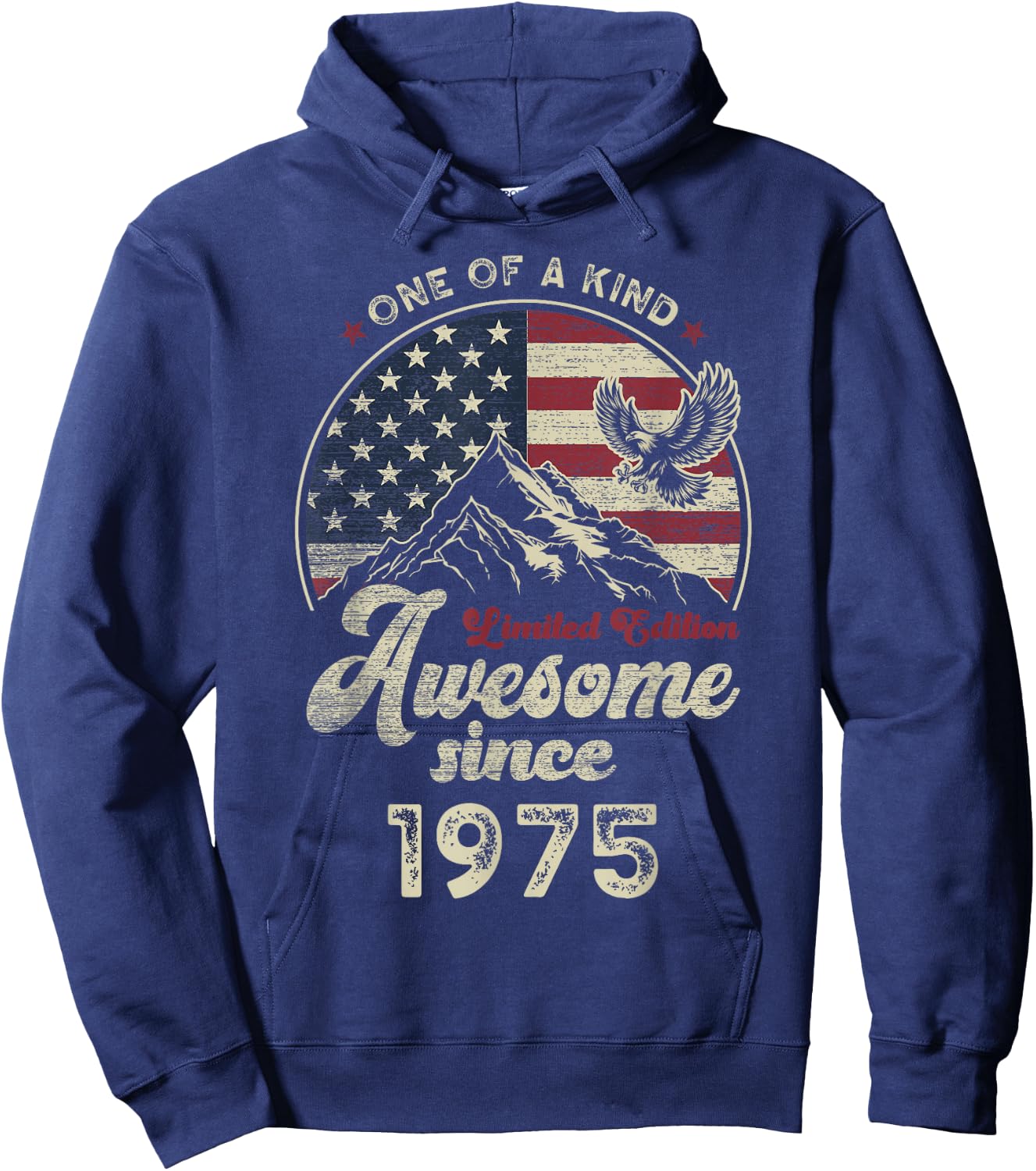 Awesome Since 1975 American Flag 51st Birthday Patriotic Hoodie - Hoodie | Navy