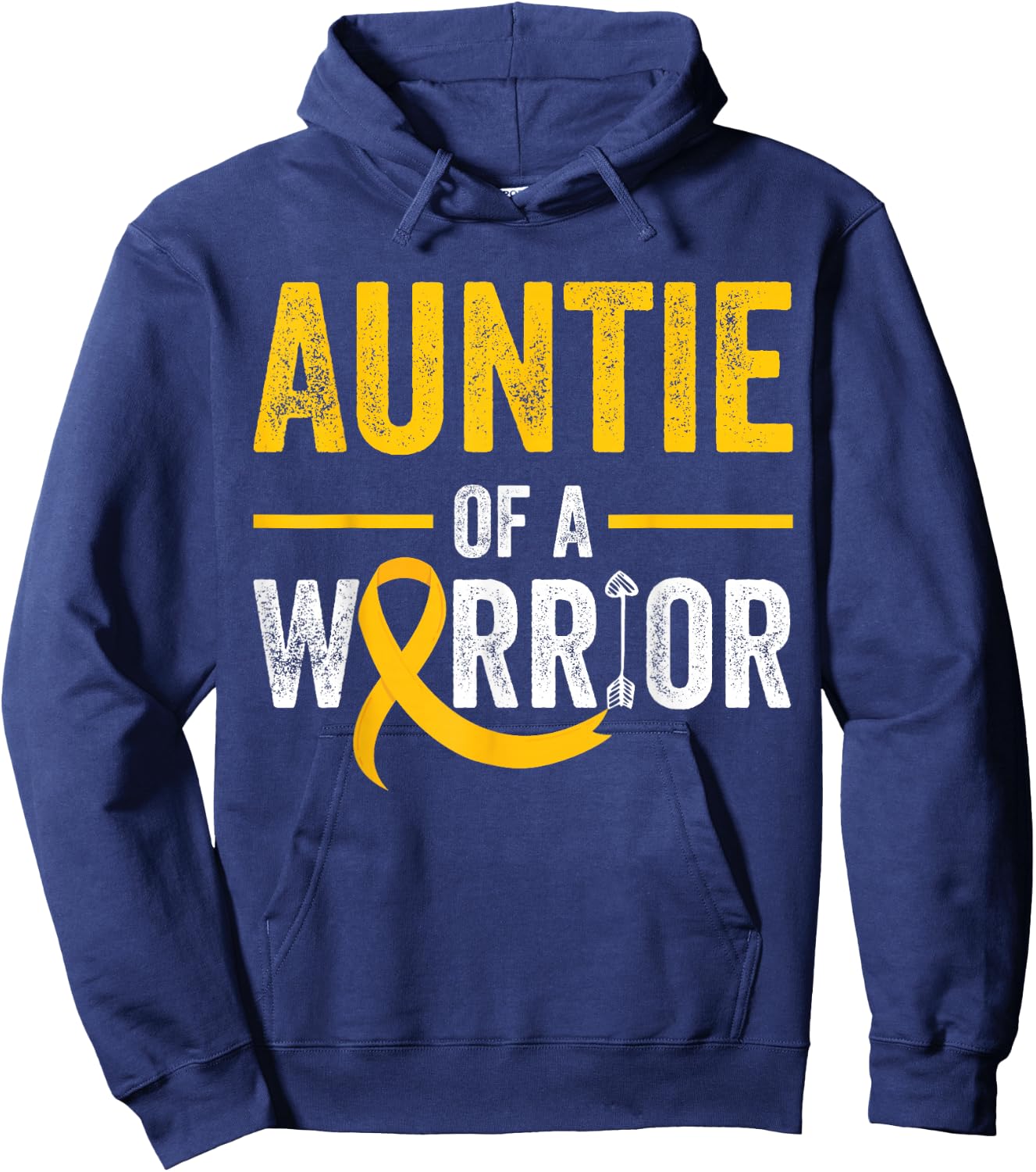 Auntie Of A Warrior Childhood September Cancer Awareness Hoodie - Hoodie | Navy