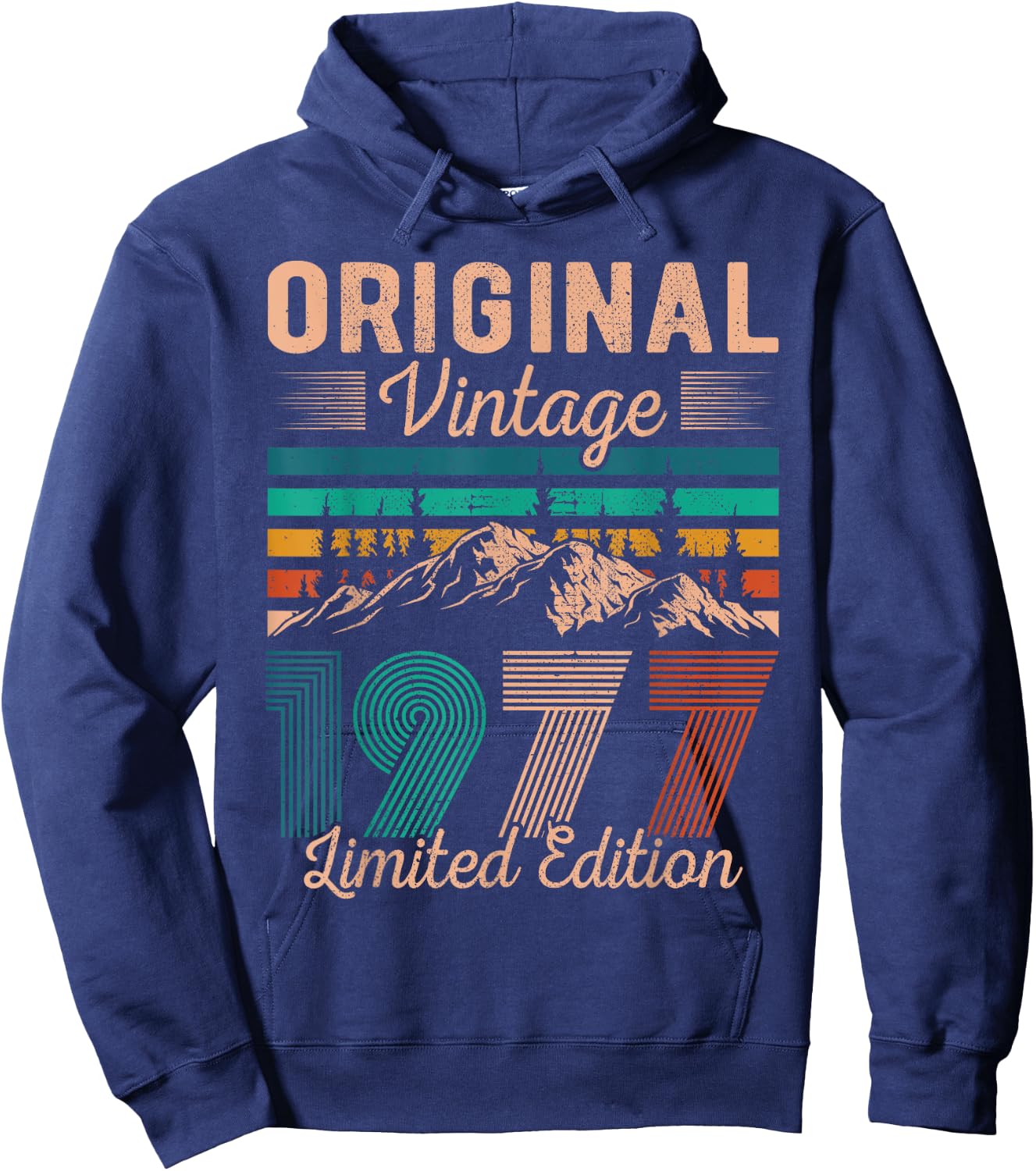 Legendary Since 1977 Birthday Hiking Mountains Vintage 1977 Hoodie - Hoodie | Navy