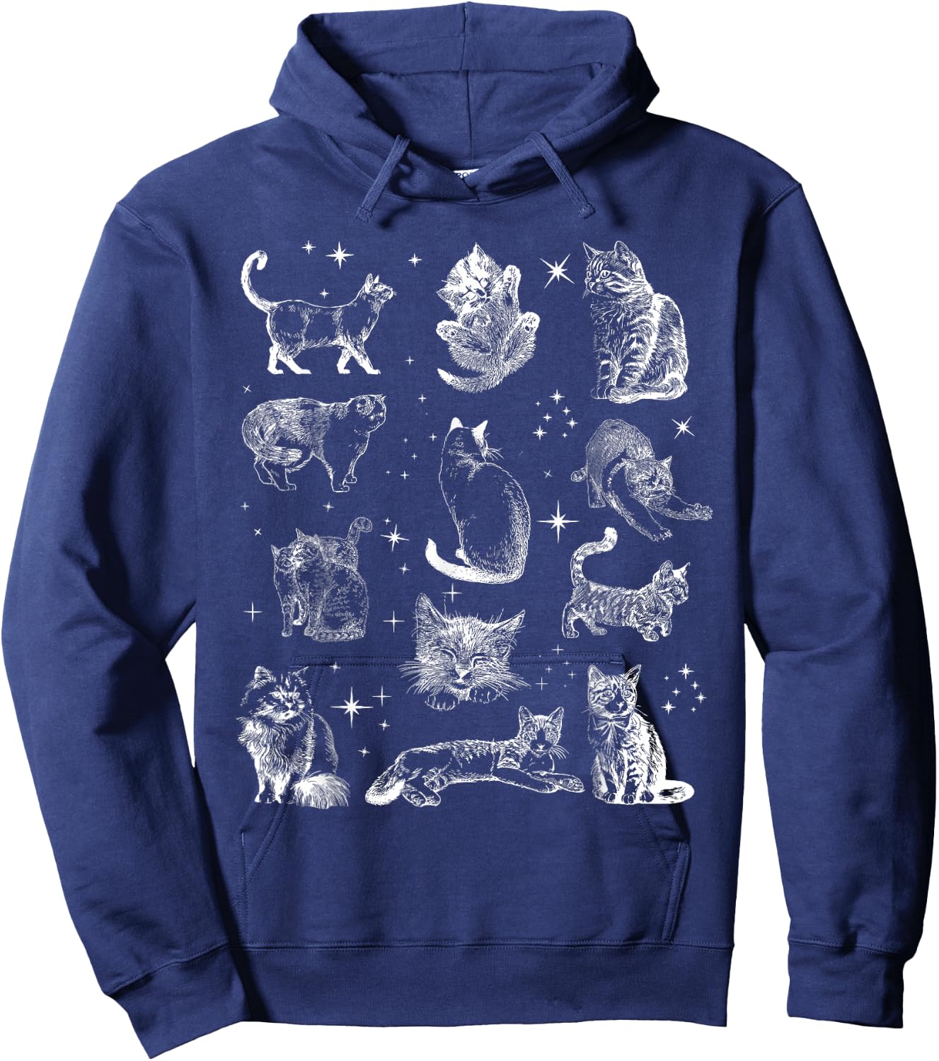 Vintage 90s Tattoo Cat Retro Kitten Nature Cat Lover Cat Mom Hoodie - Hoodie | Navy