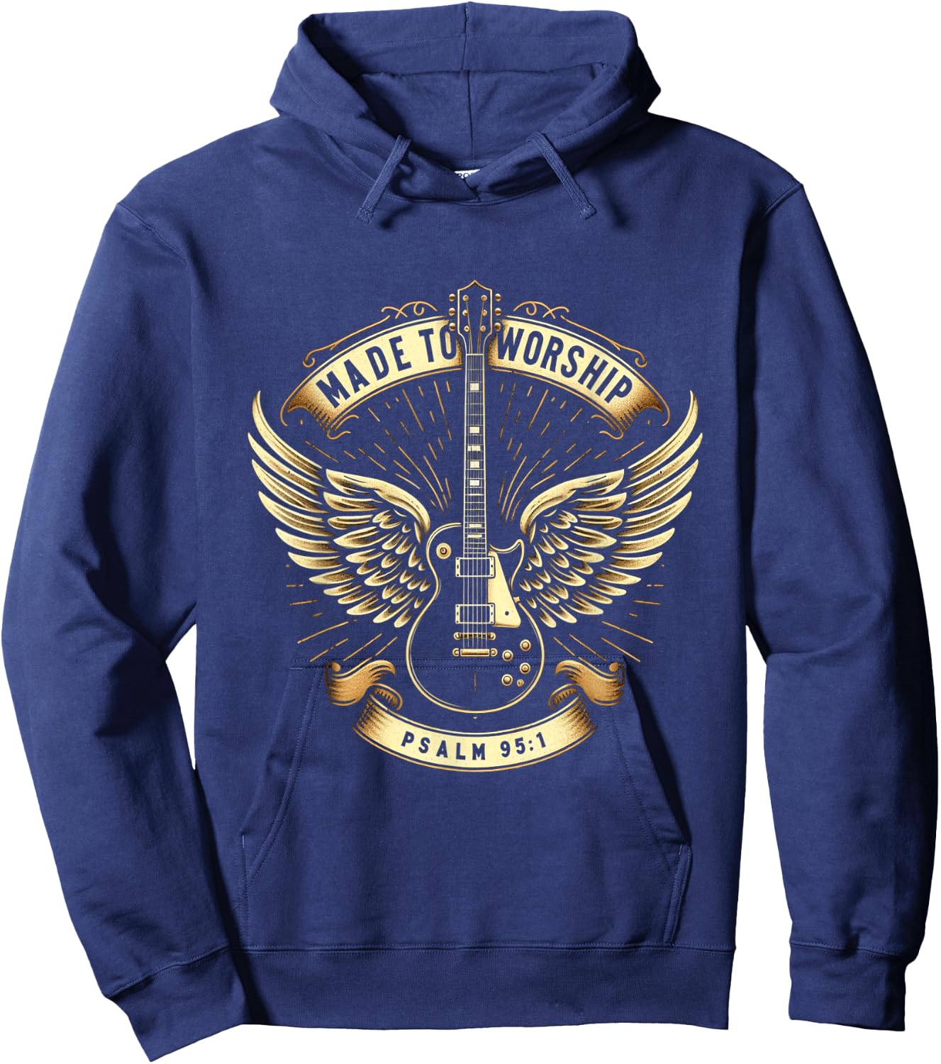 Made To Worship Psalm 95:1 Christian Bible Verse Church Hoodie - Hoodie | Navy