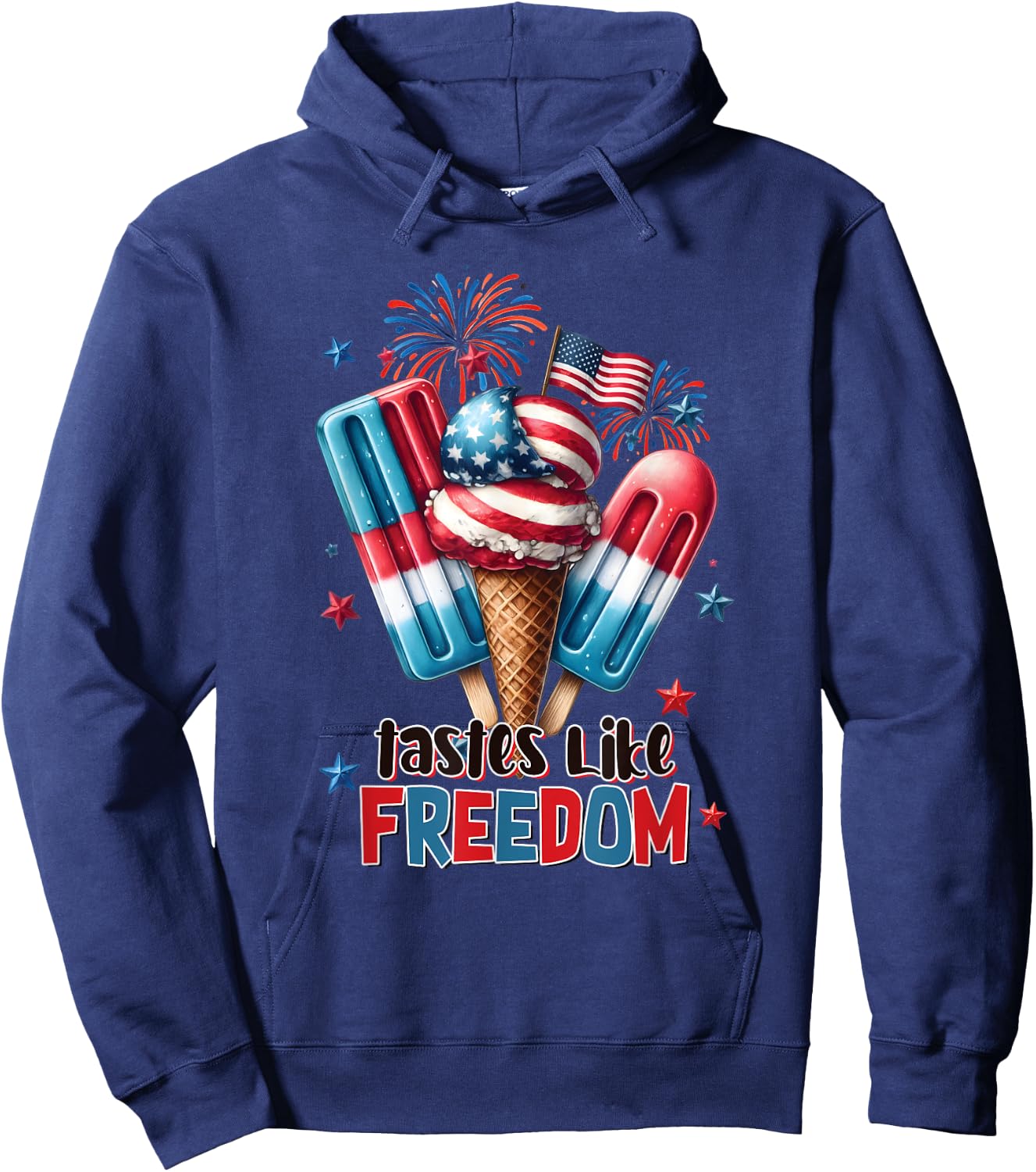 Funny Ice ice baby Cream Cone American flag usa 4th of July Men Hoodie - Hoodie | Navy