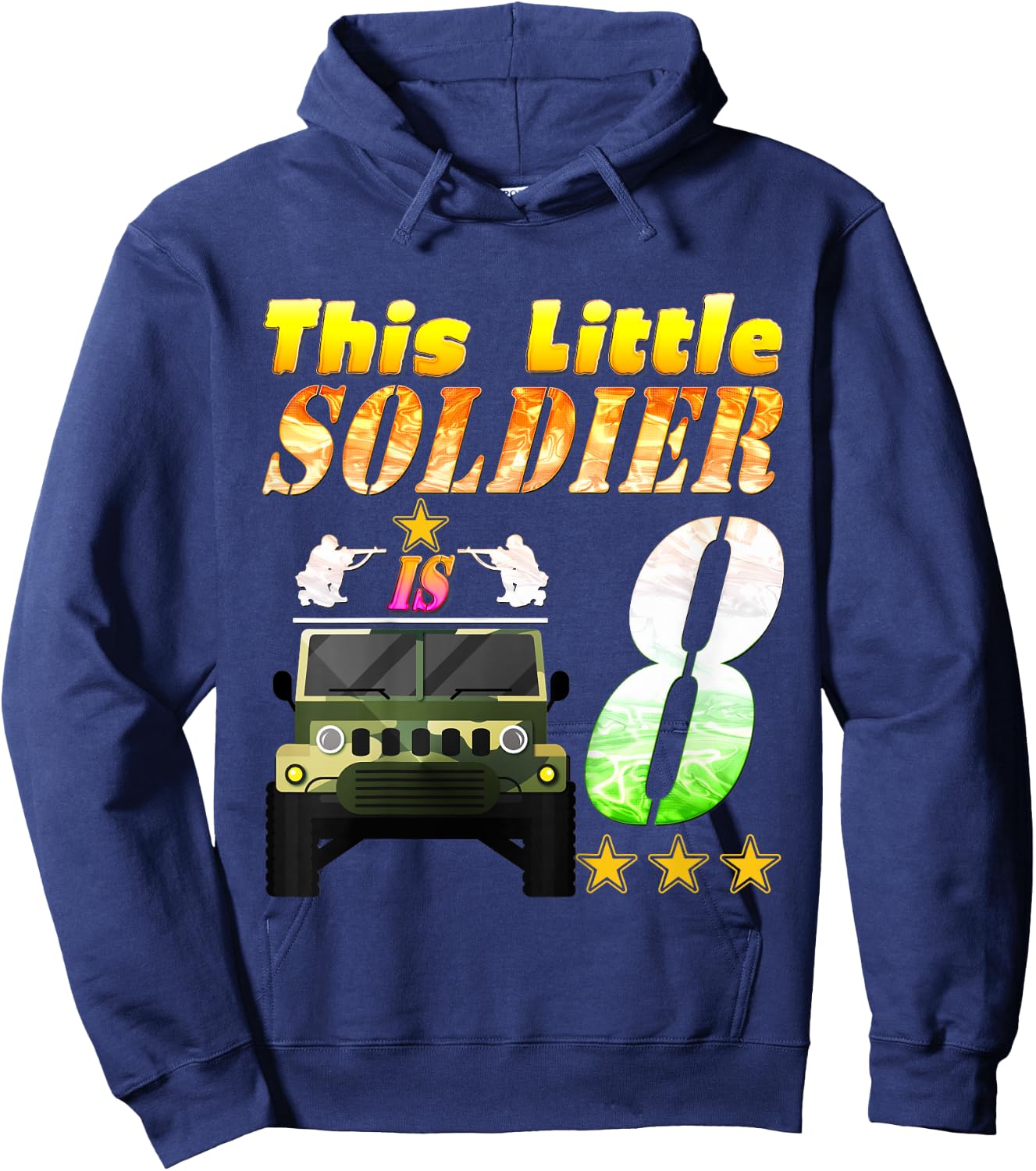 Kids 8 Year Old Soldier 8th Military army soldier birthday party Hoodie - Hoodie | Navy