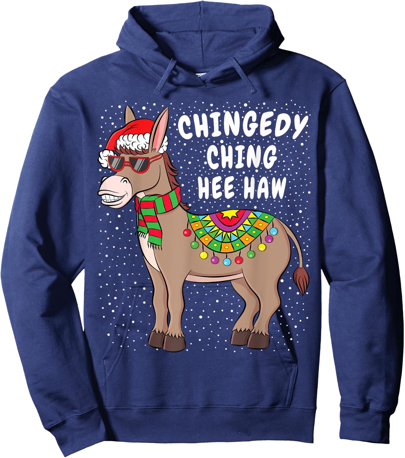 Christmas Donkey Funny American Italian Xmas Gift Hoodie - Hoodie | Navy