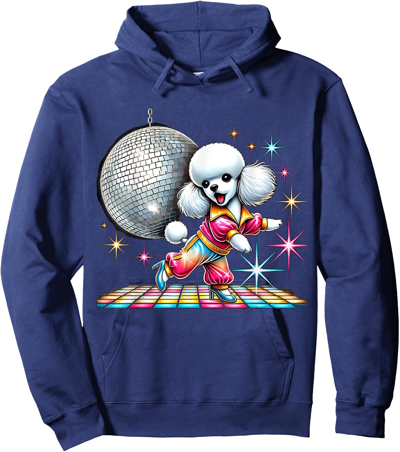 Aesthetic Toy Poodle Disco Hoodie - Hoodie | Navy