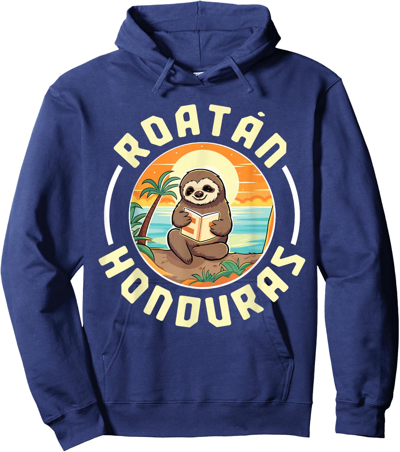 Roatan Honduras Vacation Sloth Beach Summer Hoodie - Hoodie | Navy