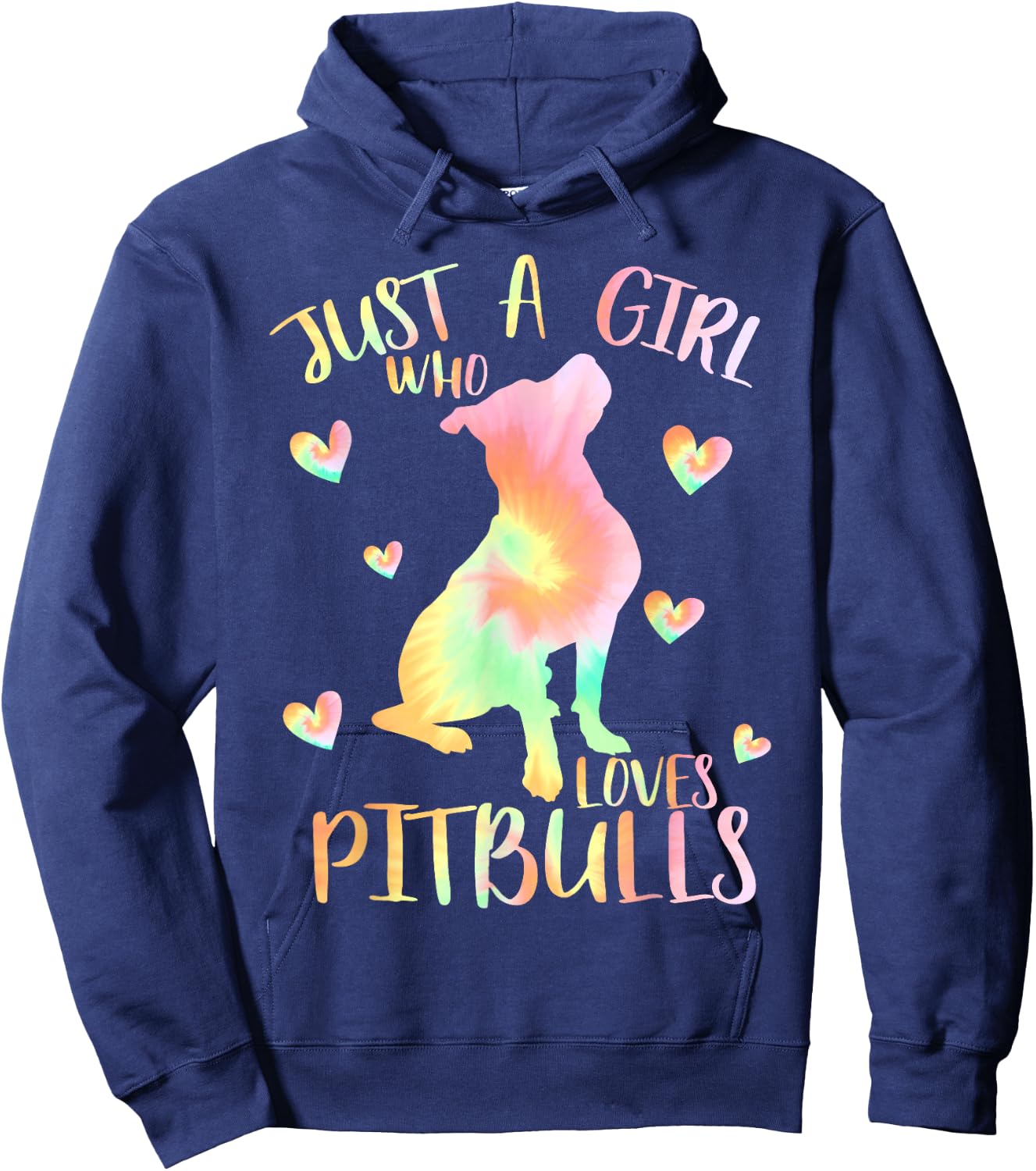 Just a Girl Who Loves Pitbulls Tie Dye Pitbull Teen Girls Hoodie - Hoodie | Navy