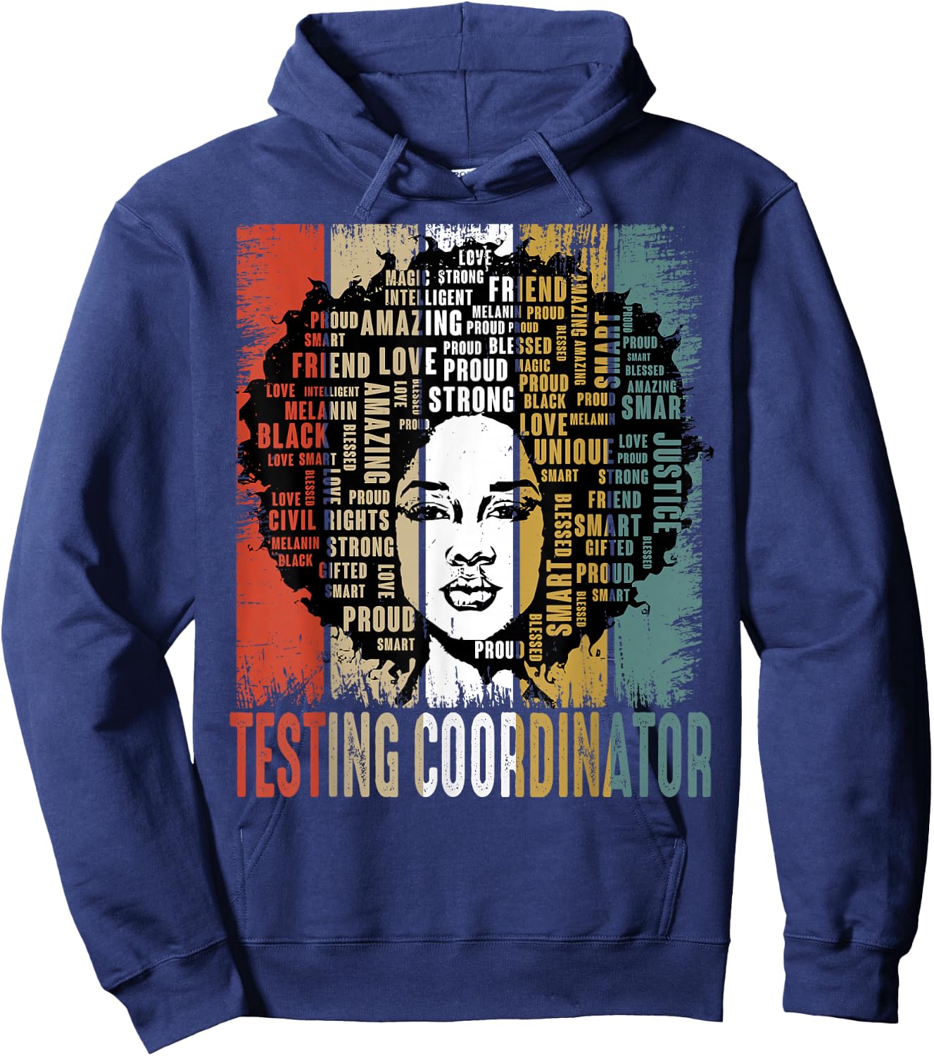 Testing Coordinator Afro African Women Black History Month Hoodie - Hoodie | Navy