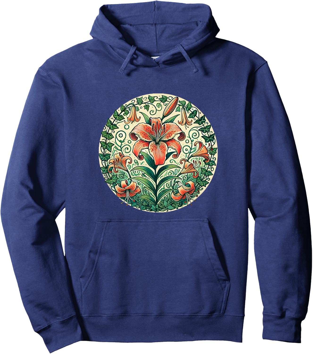Tigerlilies Tiger Lily Flower Illustration Gardening Hoodie - Hoodie | Navy