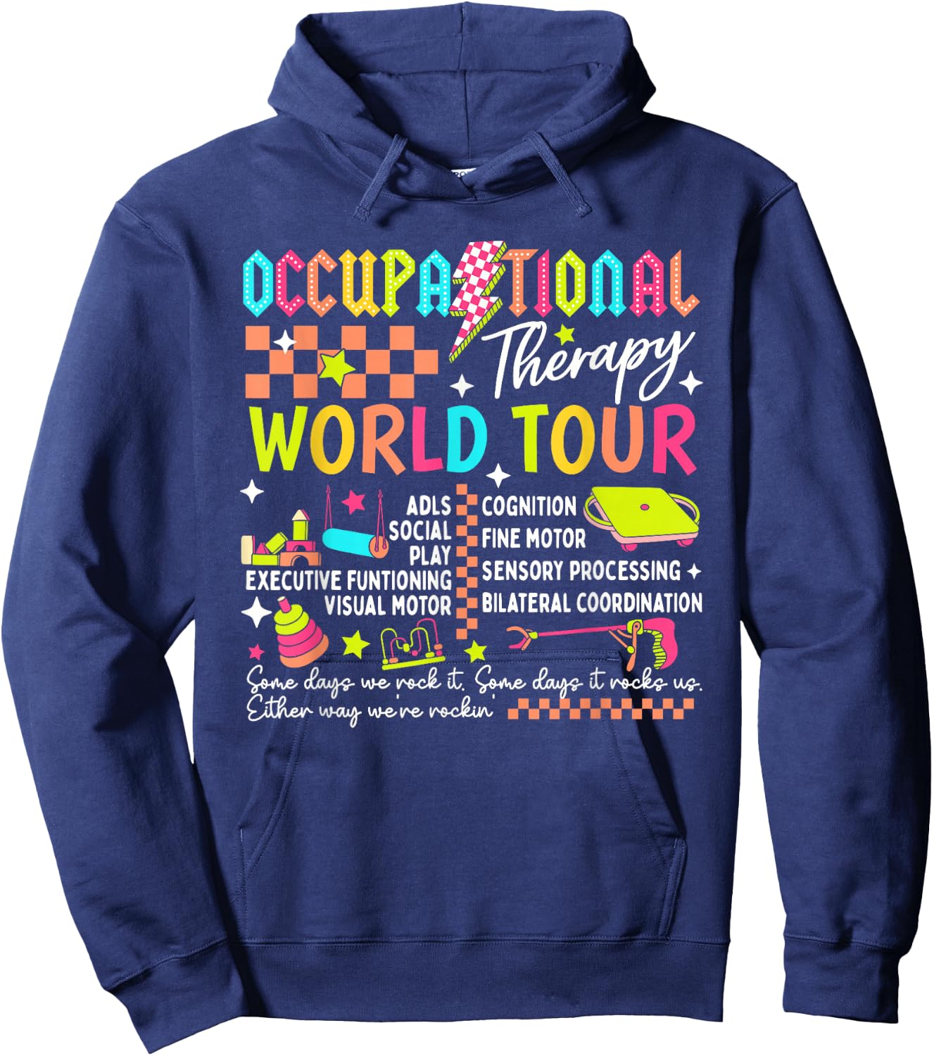 Occupational Therapy World Funny Tour Sped Teacher Retro Hoodie - Hoodie | Navy