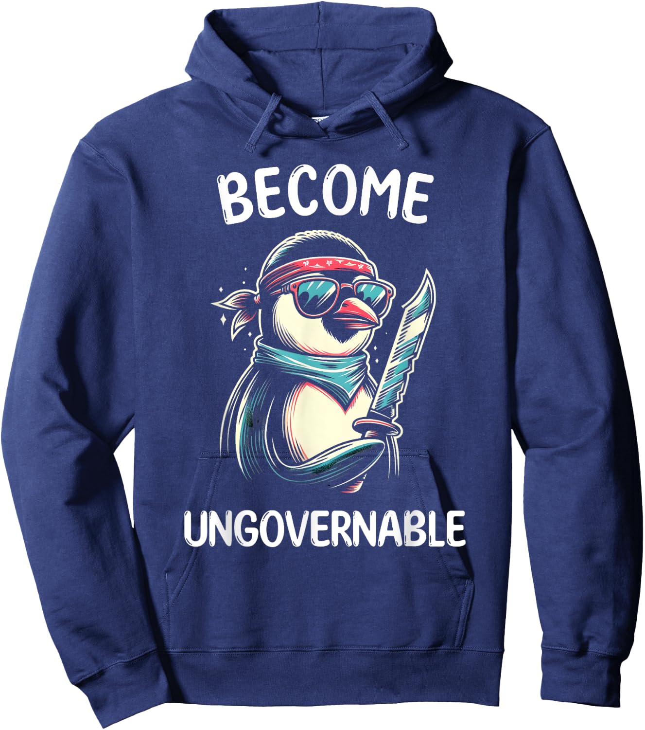 Become Ungovernable Meme - Funny Penguin Meme Retro Vintage Hoodie - Hoodie | Navy