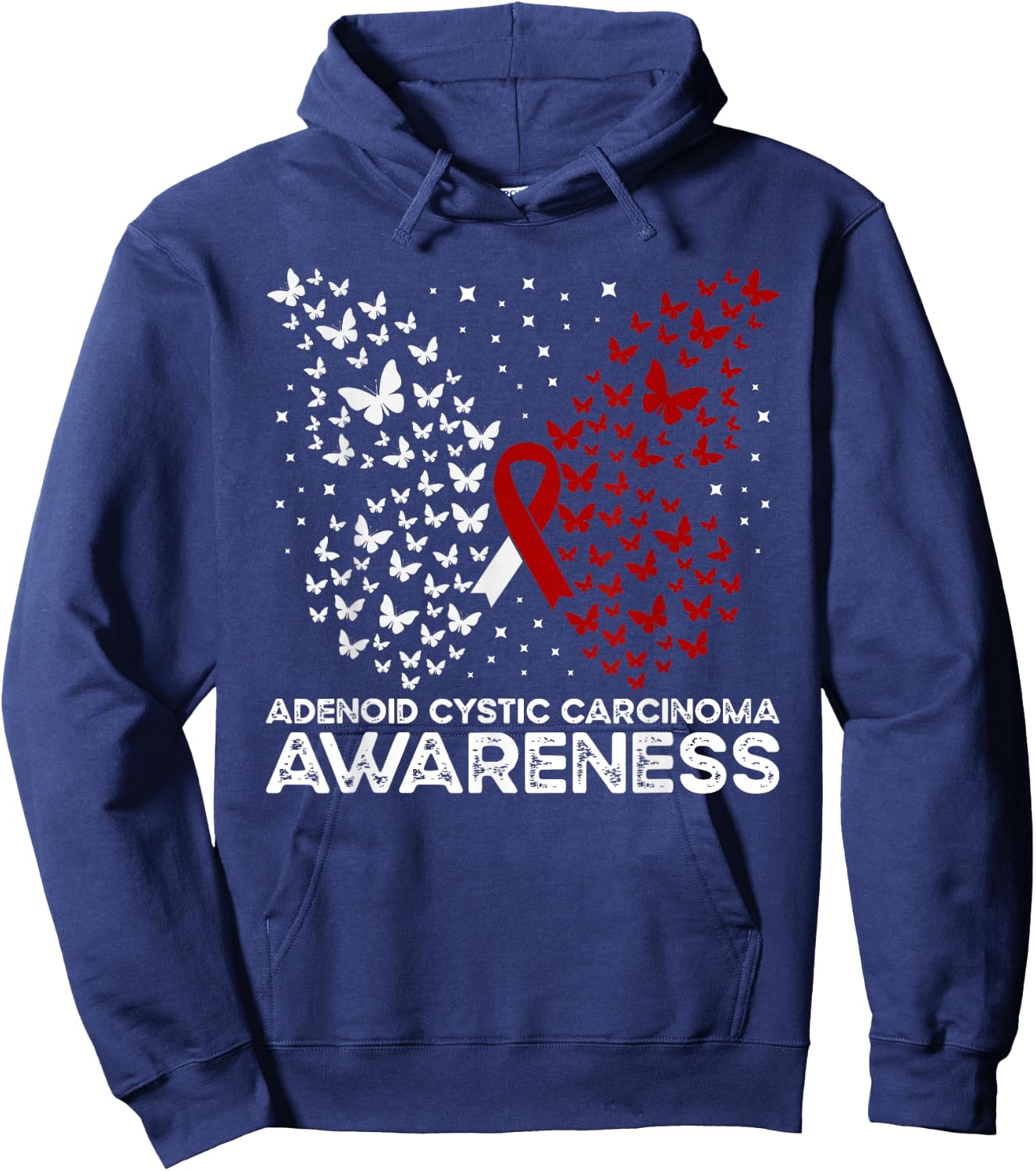 Adenoid Cystic Carcinoma Awareness Butterfly Hoodie - Hoodie | Navy