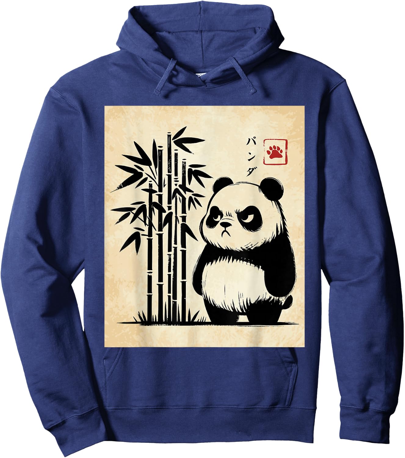 Kawaii Panda Ink Japanese Streetwear Novelty Funny Panda Hoodie - Hoodie | Navy