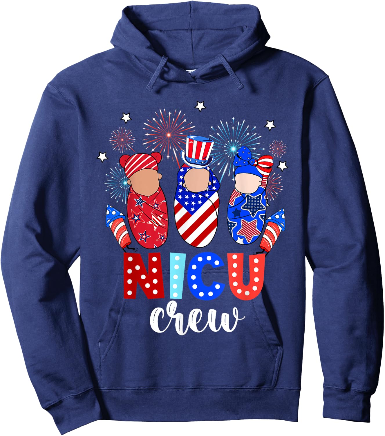 4th Of July NICU Crew NICU Nurse Fireworks Hoodie - Hoodie | Navy