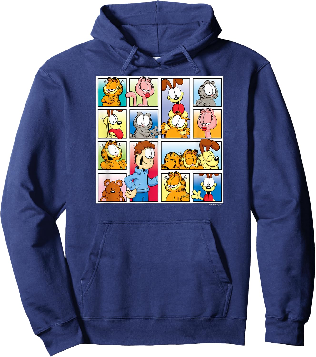 Garfield - Jon, Odie, Arlene, Nermal Friends Grid Hoodie - Hoodie | Navy