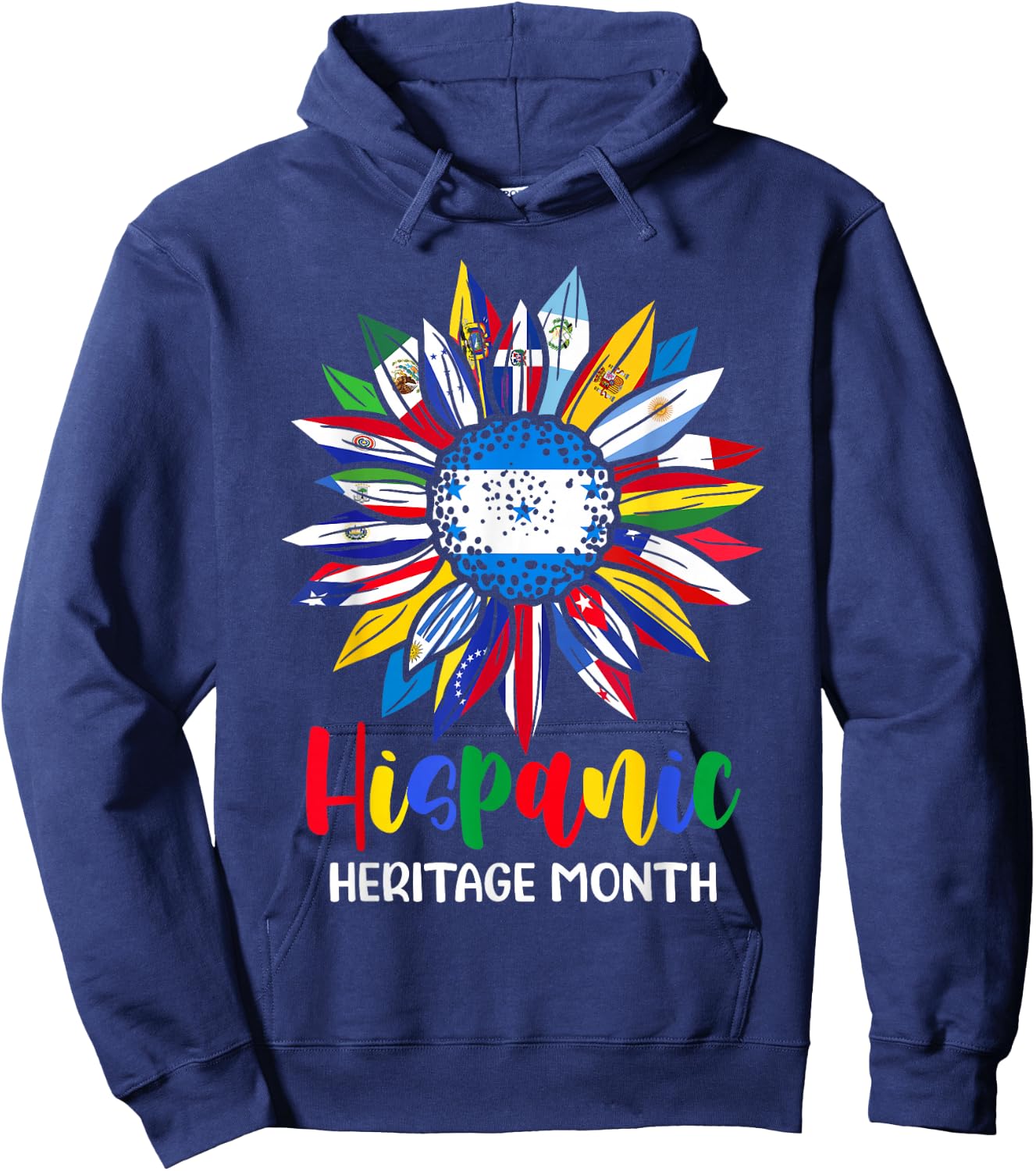 Hispanic Heritage Month Honduras Flag Sunflower Latino Flags Hoodie - Hoodie | Navy