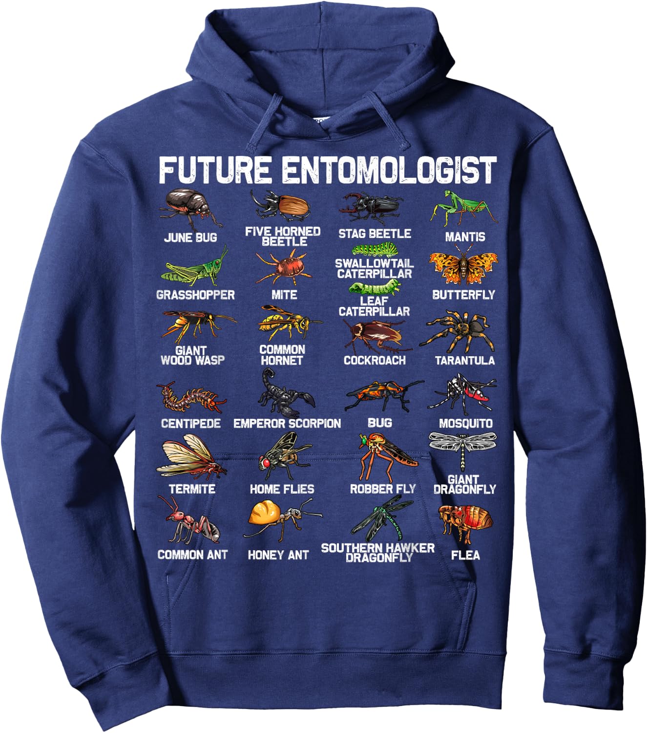 Funny Bug Catcher Designs for Kids Men Women Insect Hunter Small Hoodie - Hoodie | Navy