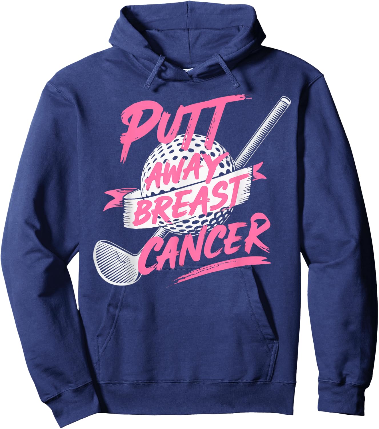 Golf Breast Cancer Awareness Month Golfer Pink Ribbon Hoodie - Hoodie | Navy
