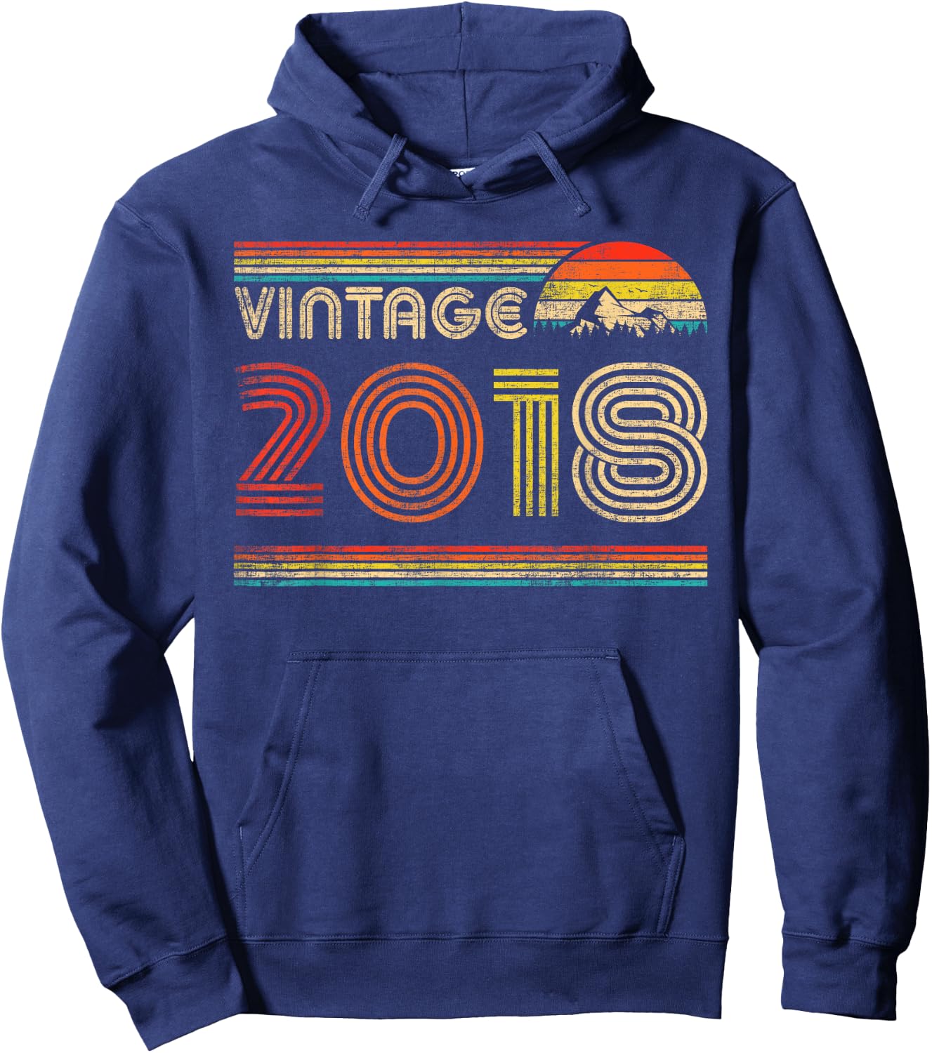 Vintage 2018 6th Birthday 6 Years Old Boys Girl Kids Vintage Hoodie - Hoodie | Navy