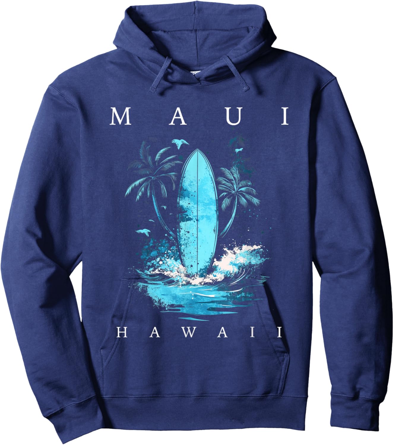 Maui Hawaii Vintage Surf Beach Surfing Surfer Souvenir Hoodie - Hoodie | Navy