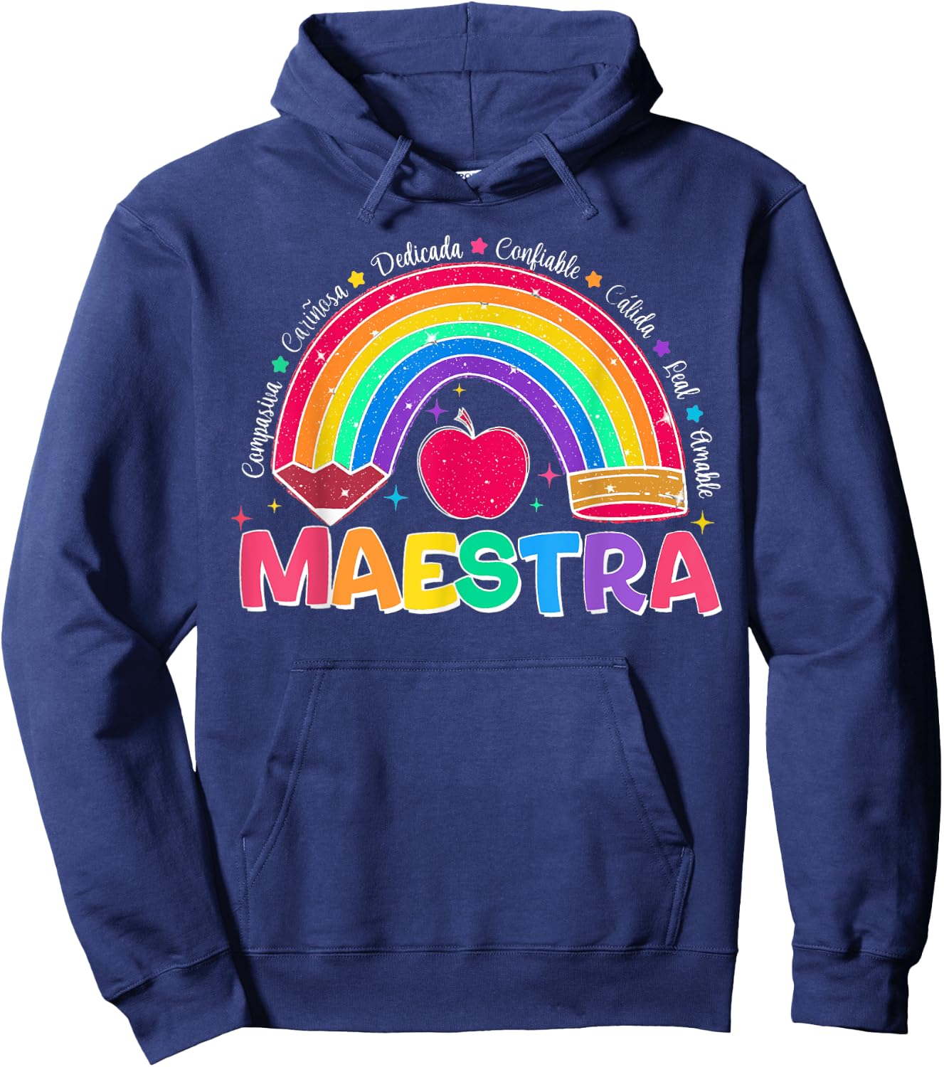 Maestra Spanish Teacher Bilingual Teacher Latina Rainbow Women Hoodie - Hoodie | Navy