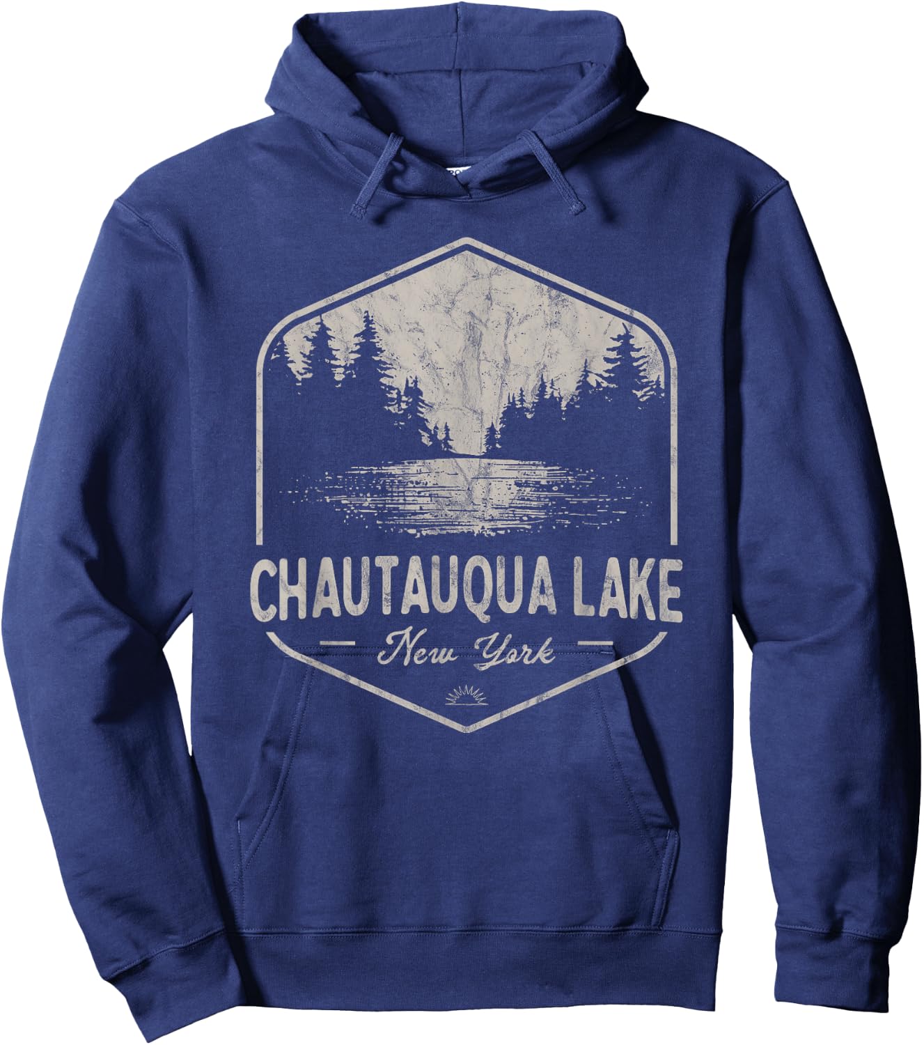 Chautauqua Lake New York Outdoors Vintage , Small, Green Hoodie - Hoodie | Navy