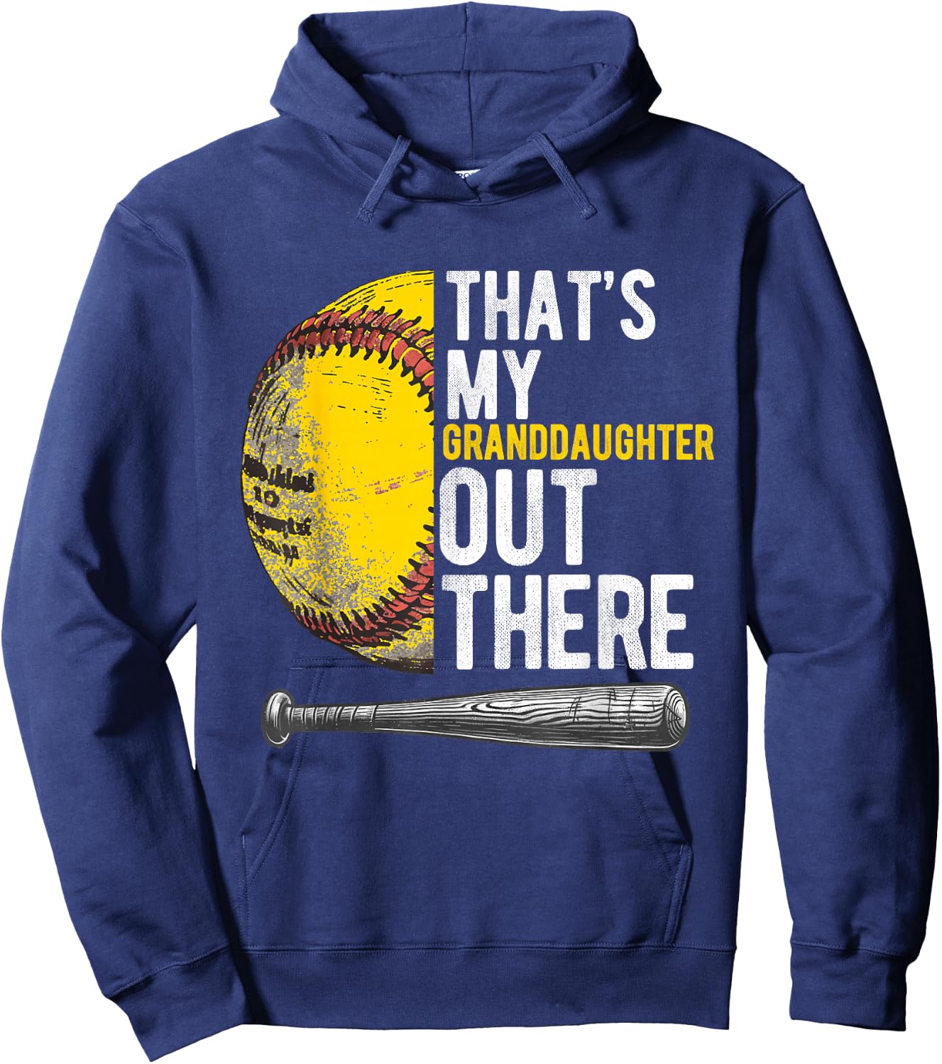 That's My Granddaughter Out There Softball Grandpa Hoodie - Hoodie | Navy