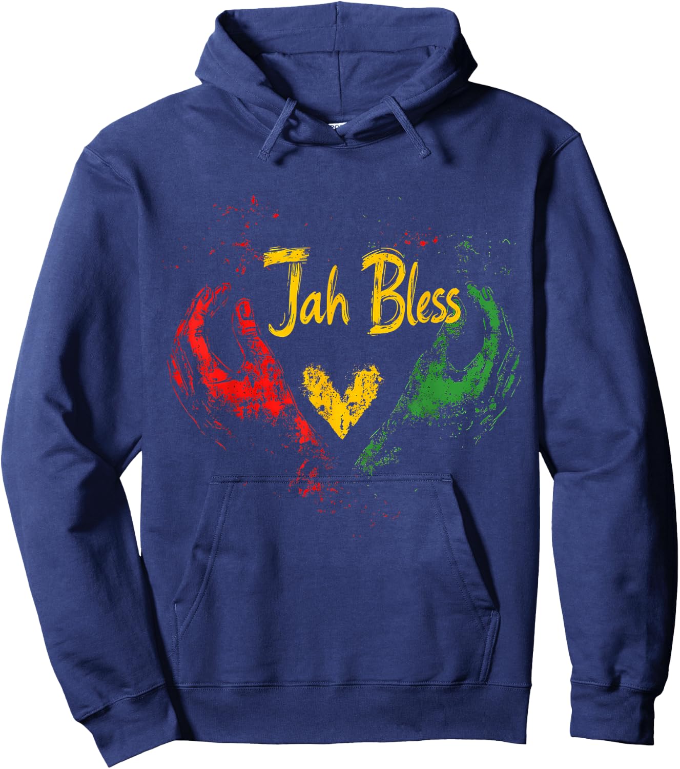 Rasta Hand Heart Jamaican Roots Rastafarian Reggae Music Hoodie - Hoodie | Navy