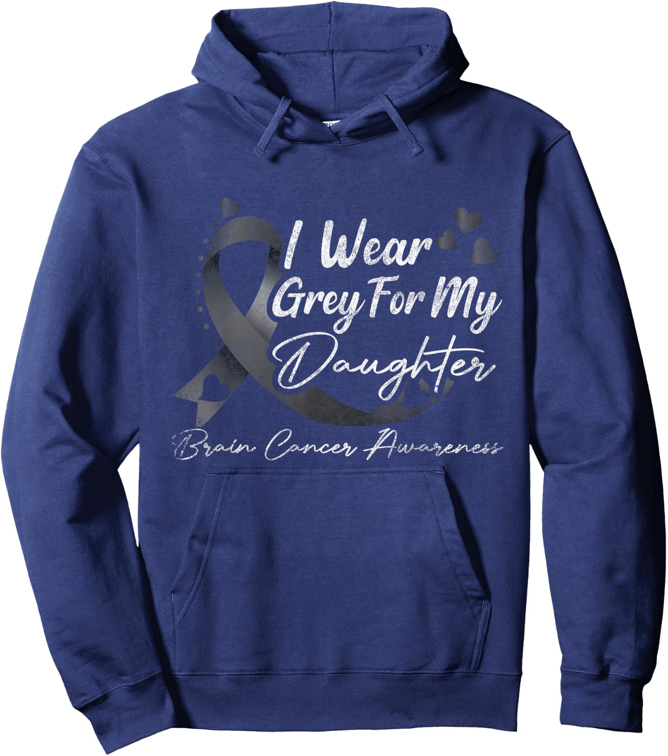 I Wear Grey For My Daughter Brain Cancer Awareness Hoodie - Hoodie | Navy