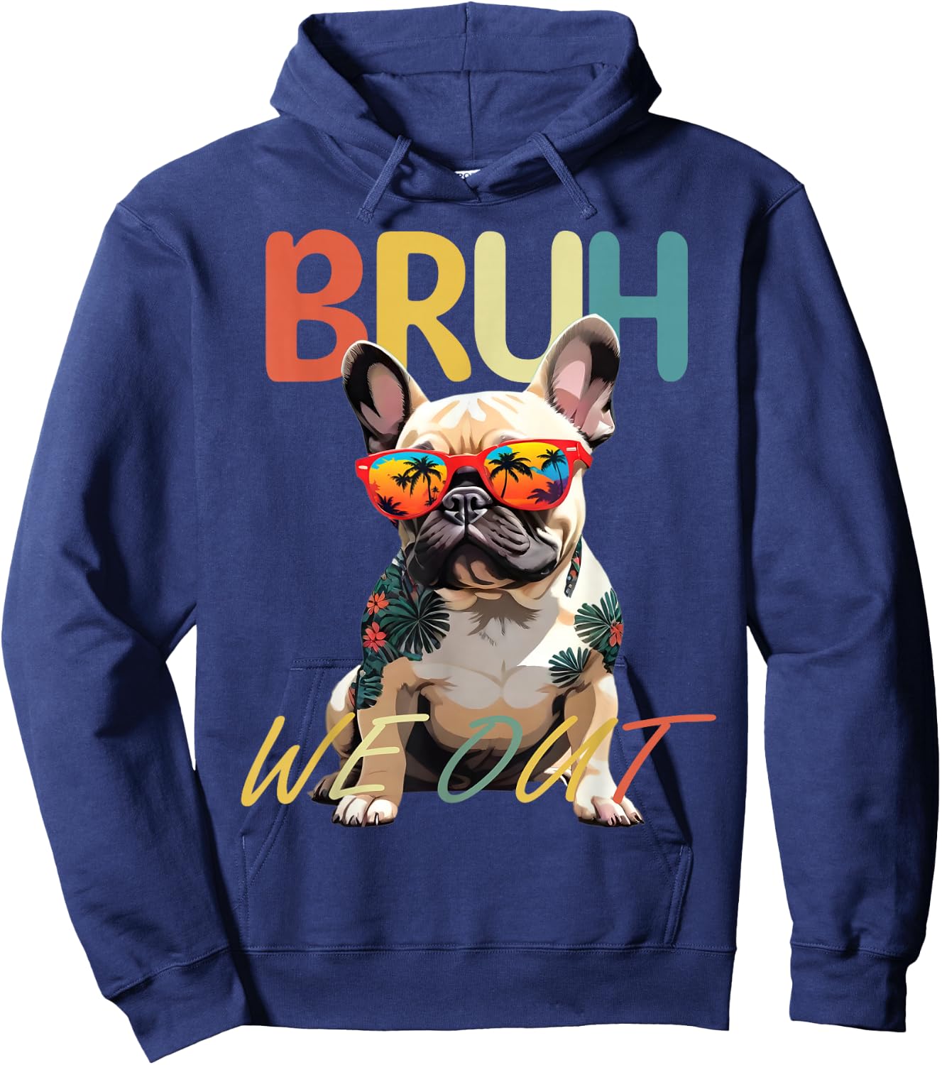 Bruh We Out Teachers Last Day Of School French Bulldog Lover Women Girls Kids Hoodie - Hoodie | Navy