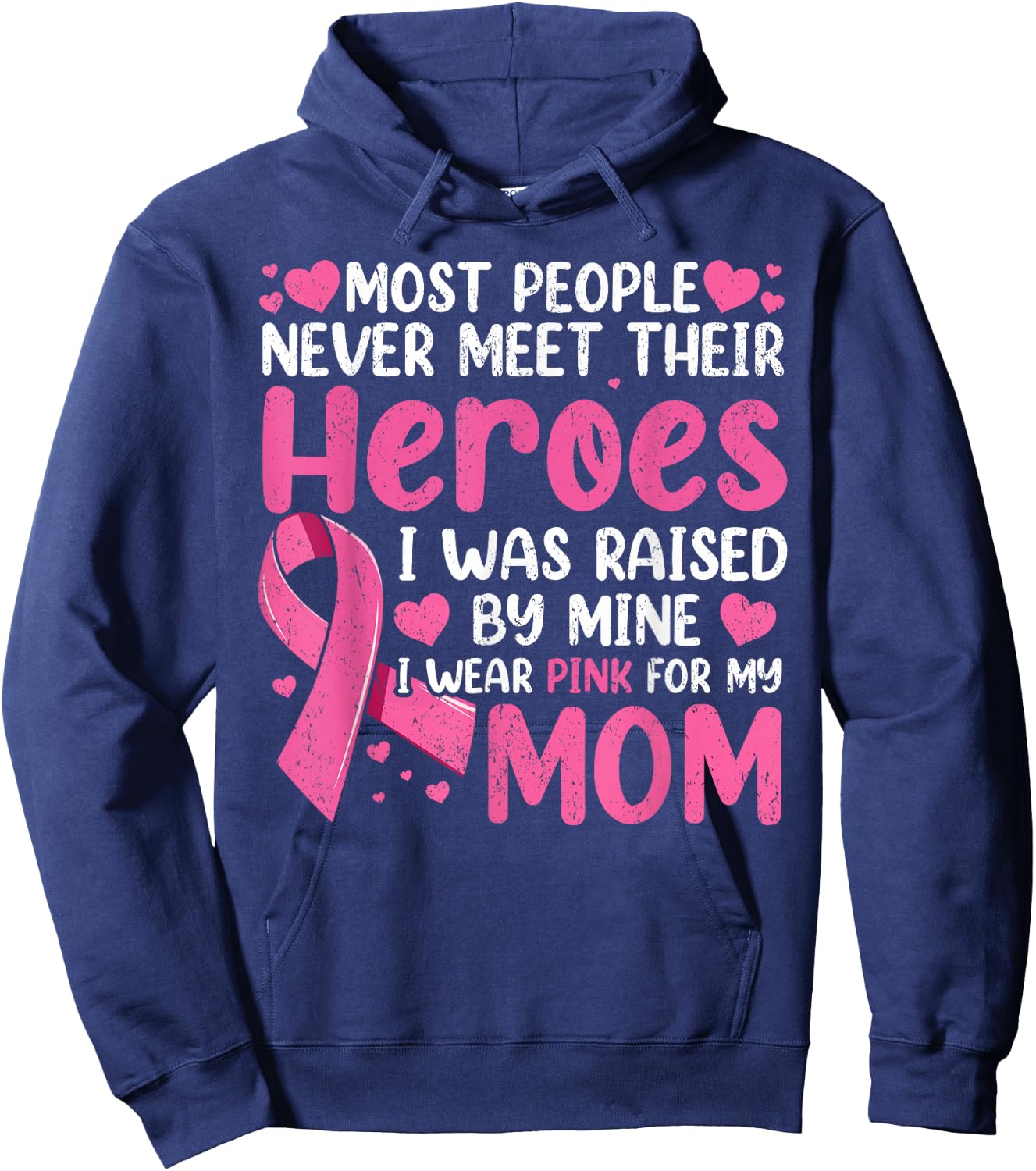 Vintage Breast Cancer Mom, Support Mother Pink Ribbon Women Hoodie - Hoodie | Navy