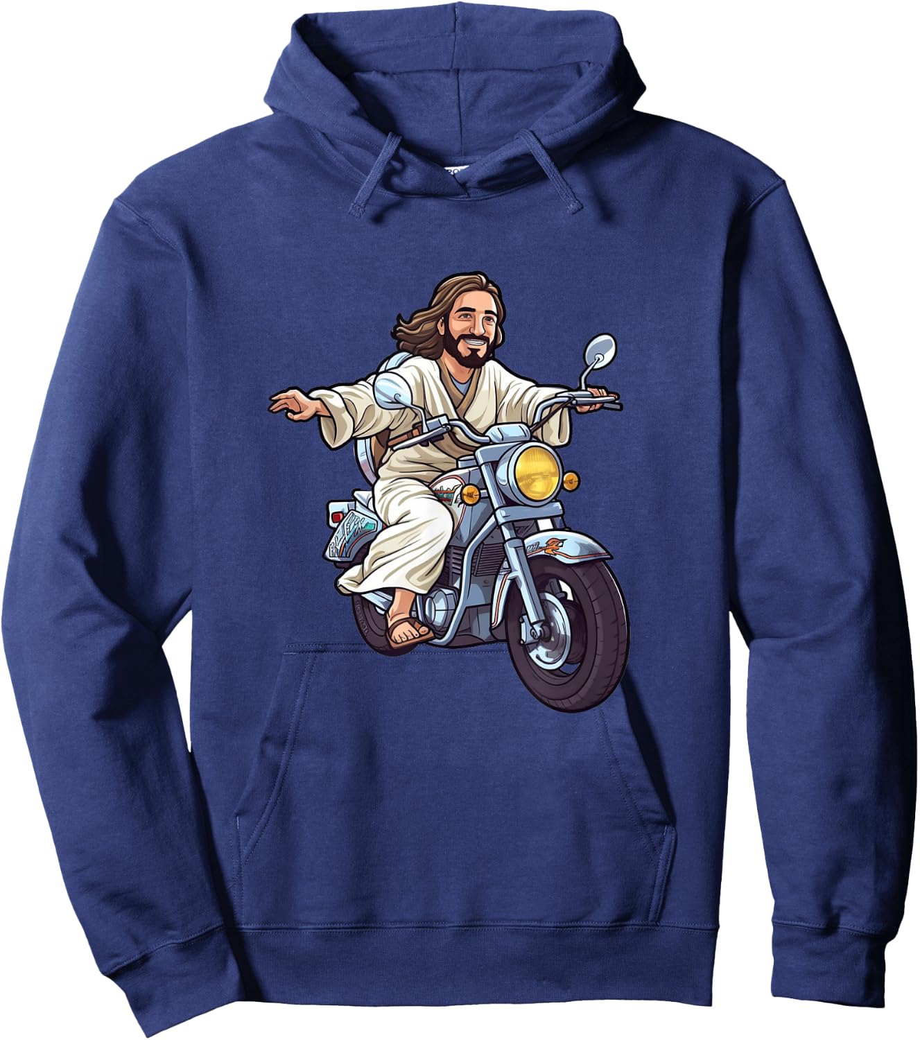 Funny Jesus Christ on a Bike God Fun Church Gift Hoodie - Hoodie | Navy