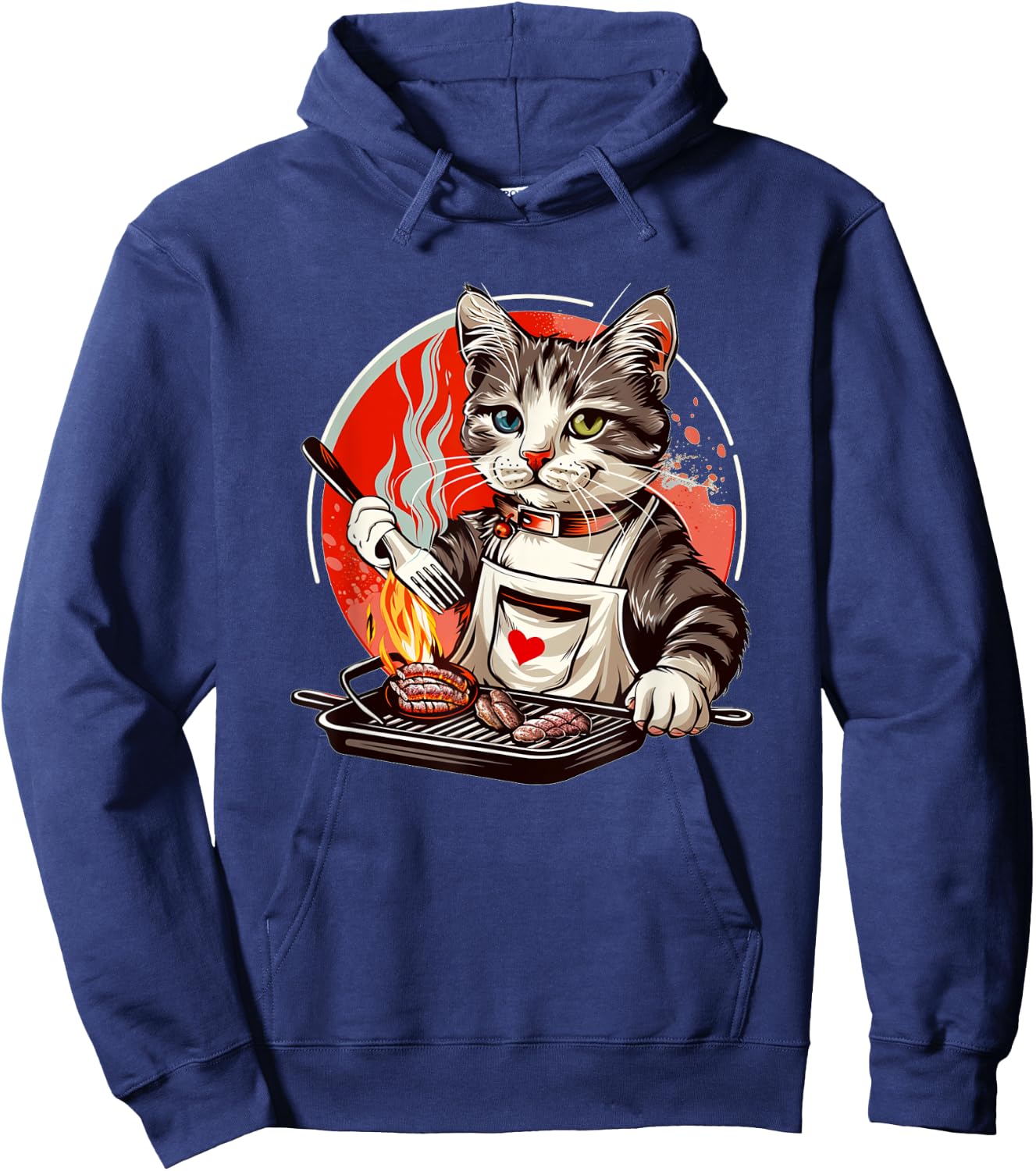 Pretty Presentation of BBQ-Loving Cat Outfit Men Women Kids Hoodie - Hoodie | Navy