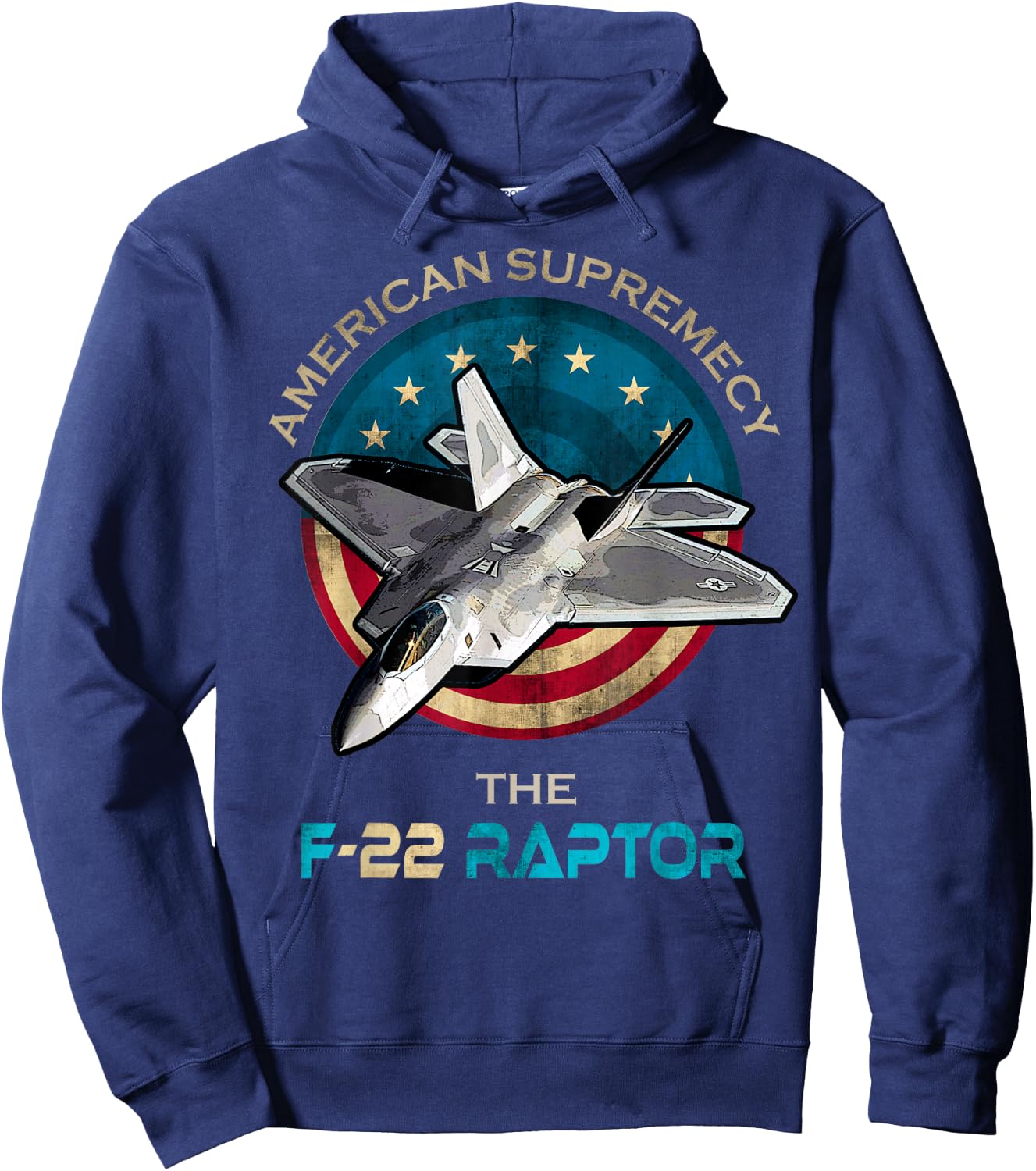 F22 Raptor American Patriotic Fighter Jet 4th of July Flag Hoodie - Hoodie | Navy
