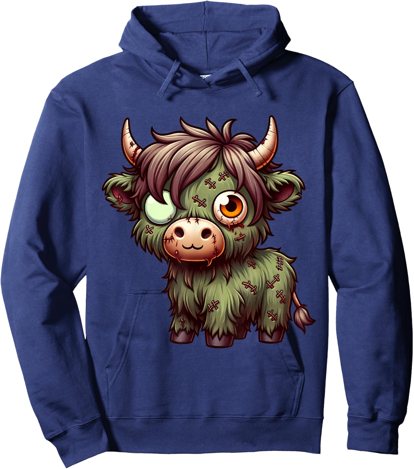 Highland Cow Zombie Halloween Farm Animal Women Girls Hoodie - Hoodie | Navy