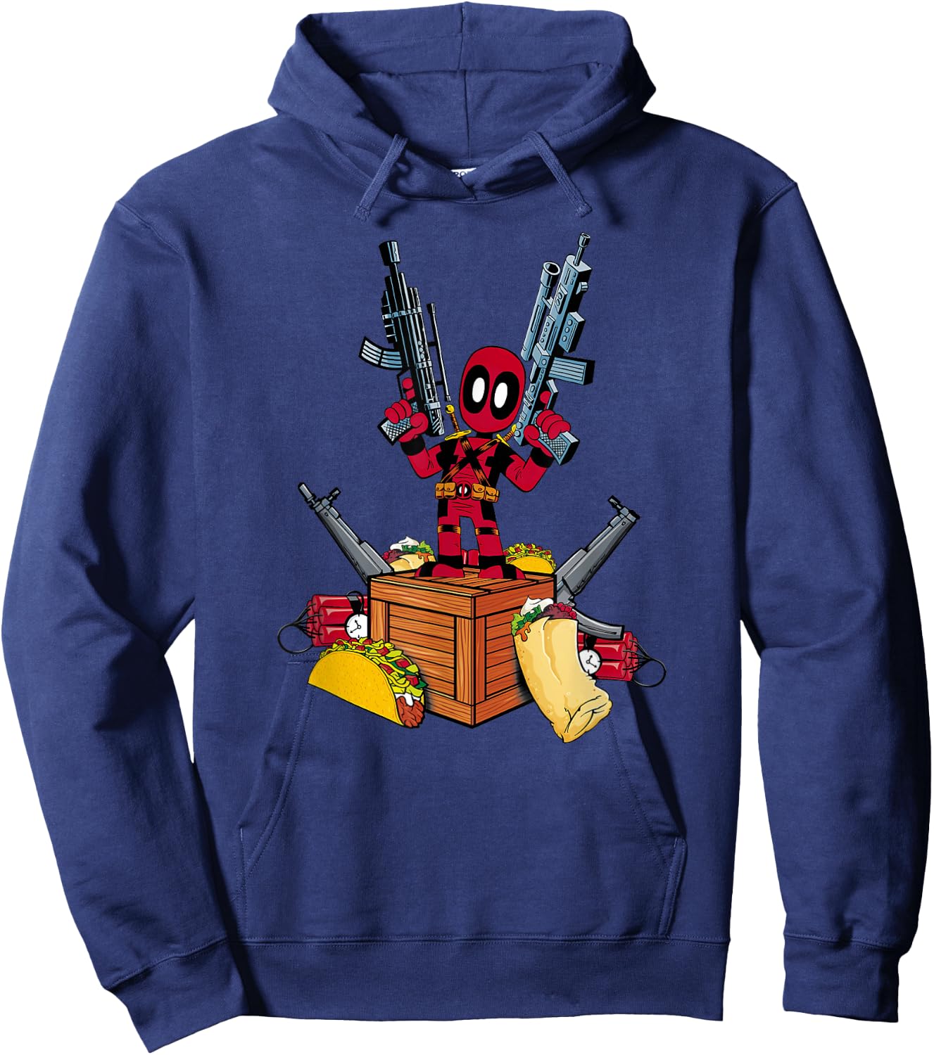 Marvel Deadpool Weapons And Tacos Cute Comic Icon Hoodie - Hoodie | Navy