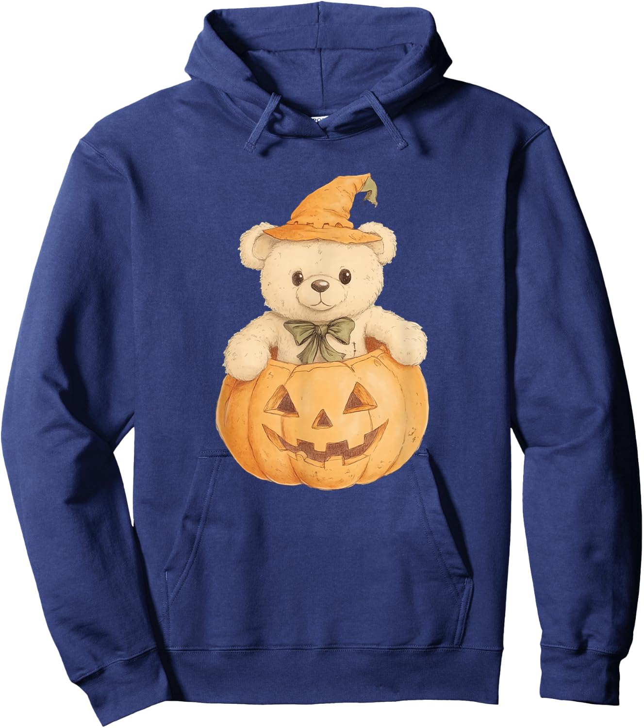 Cute Teddy Bear Pumpkin, Halloween Witch, Adorable Fall Hoodie - Hoodie | Navy