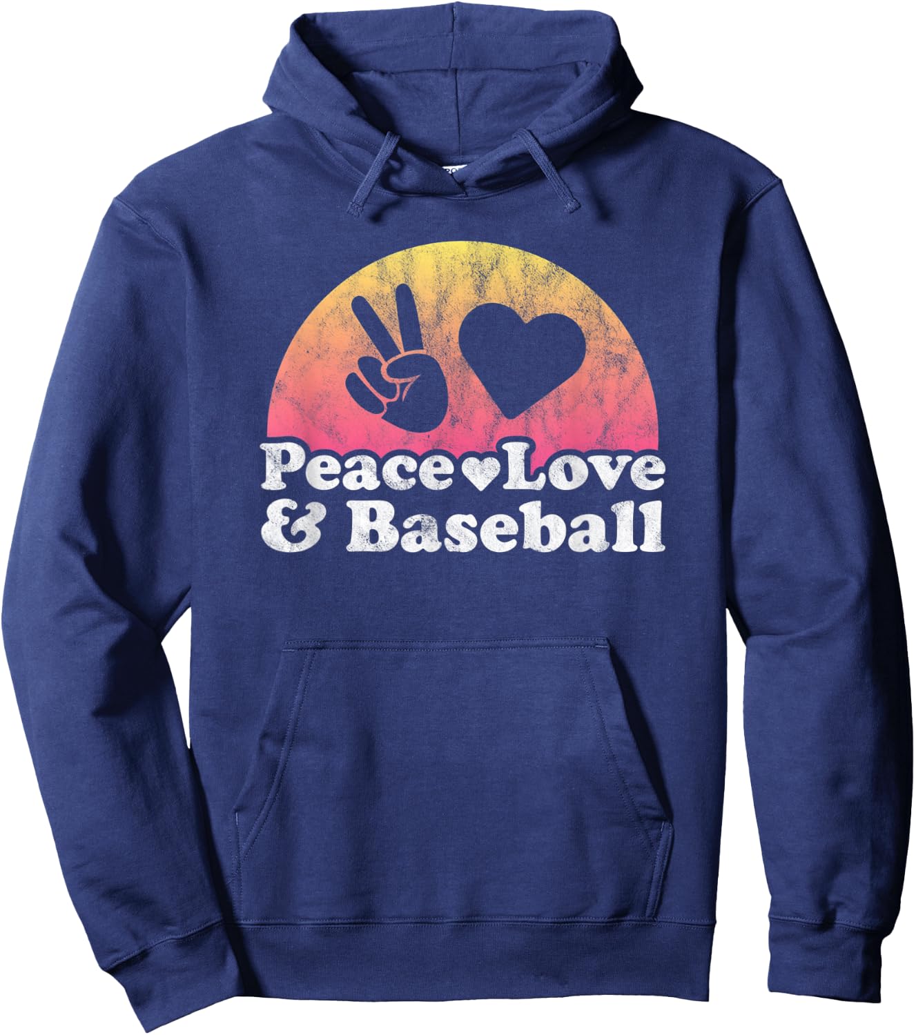 Peace Love and Baseball Hoodie - Hoodie | Navy