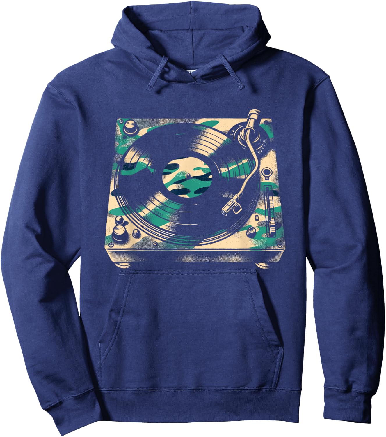 Vinyl DJ Turntable Camouflage - Vintage Music Lover Hoodie - Hoodie | Navy