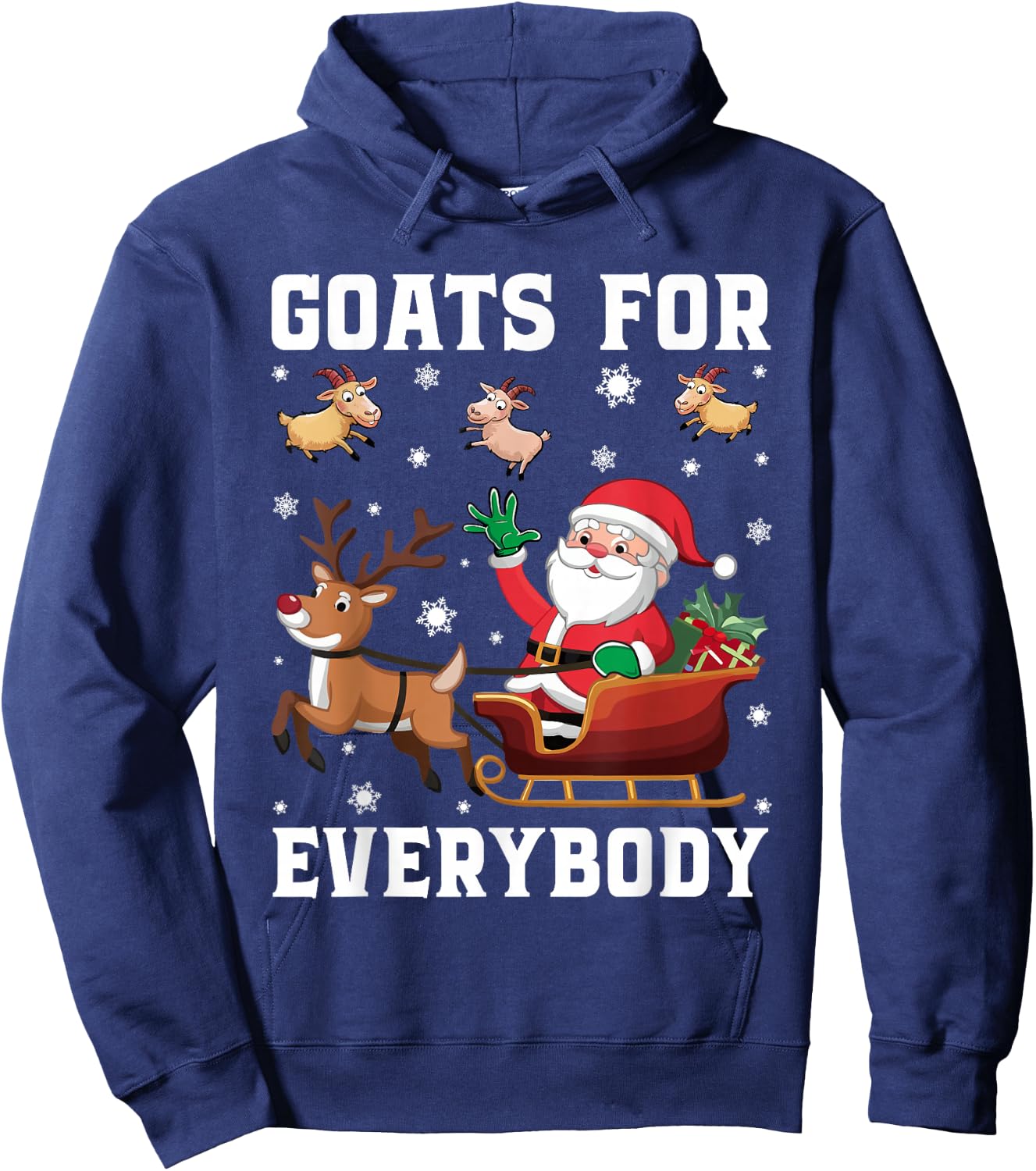 Goats For Everybody Santa Sleigh Funny Christmas Goat Lover Hoodie - Hoodie | Navy