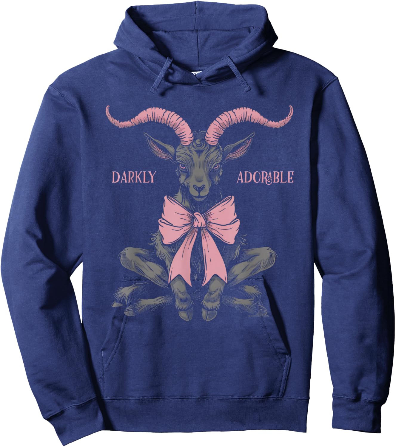 Coquette Goth Aesthetic Baphomet Bow Darkly Adorable Hoodie - Hoodie | Navy