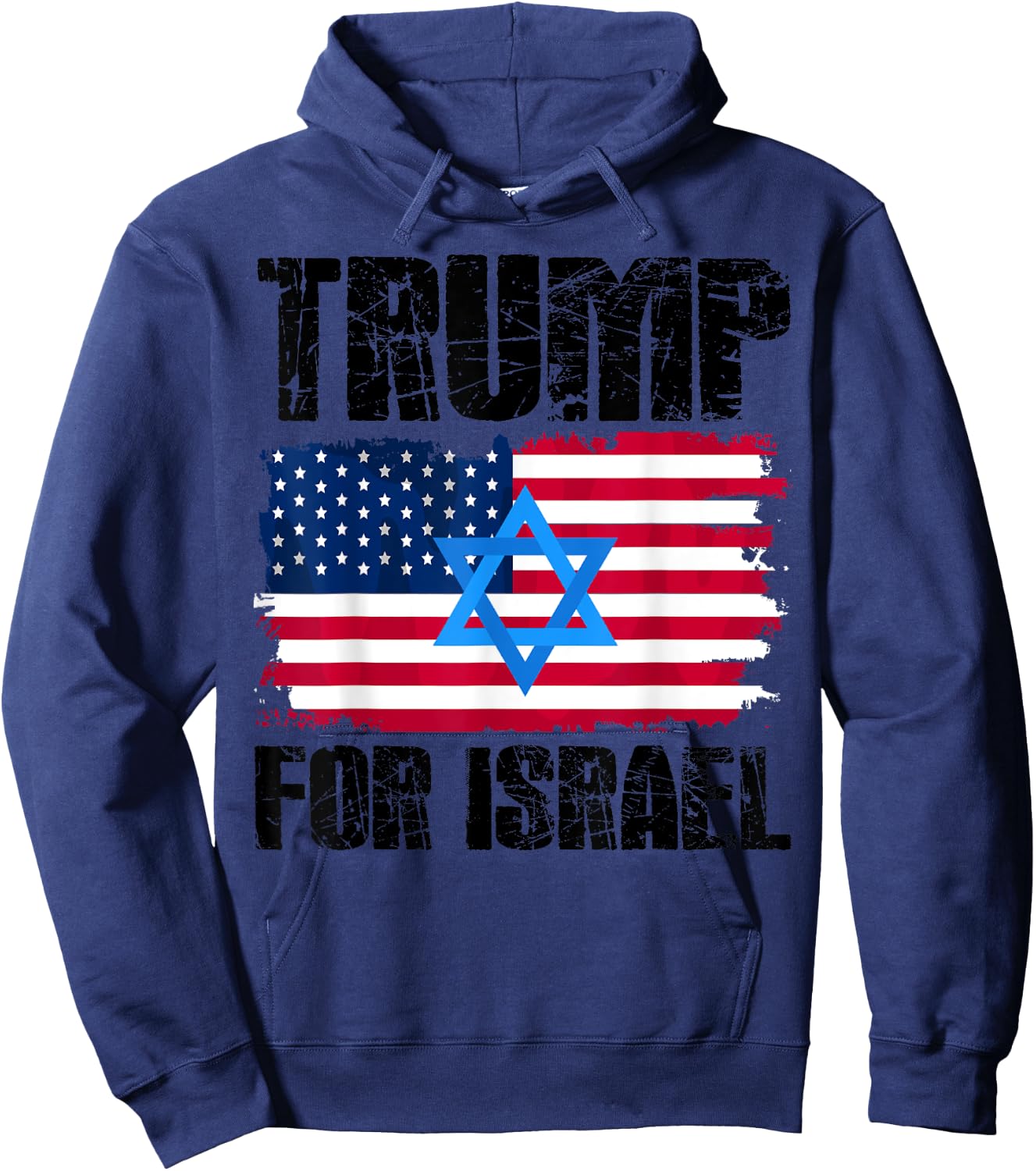 Trump For Israel Jewish American Flag Star Of David Hoodie - Hoodie | Navy