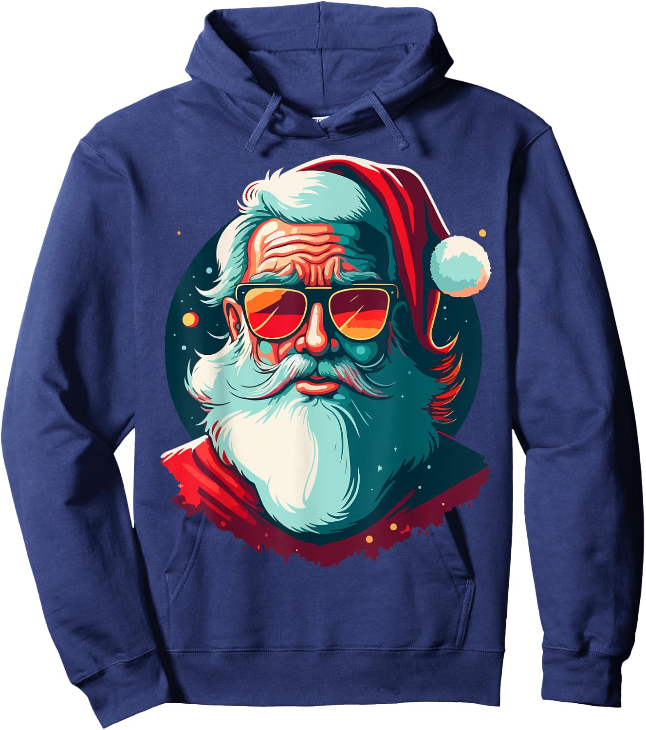 Santa Face Retro Sunglasses Christmas Xmas Men Women Hoodie - Hoodie | Navy