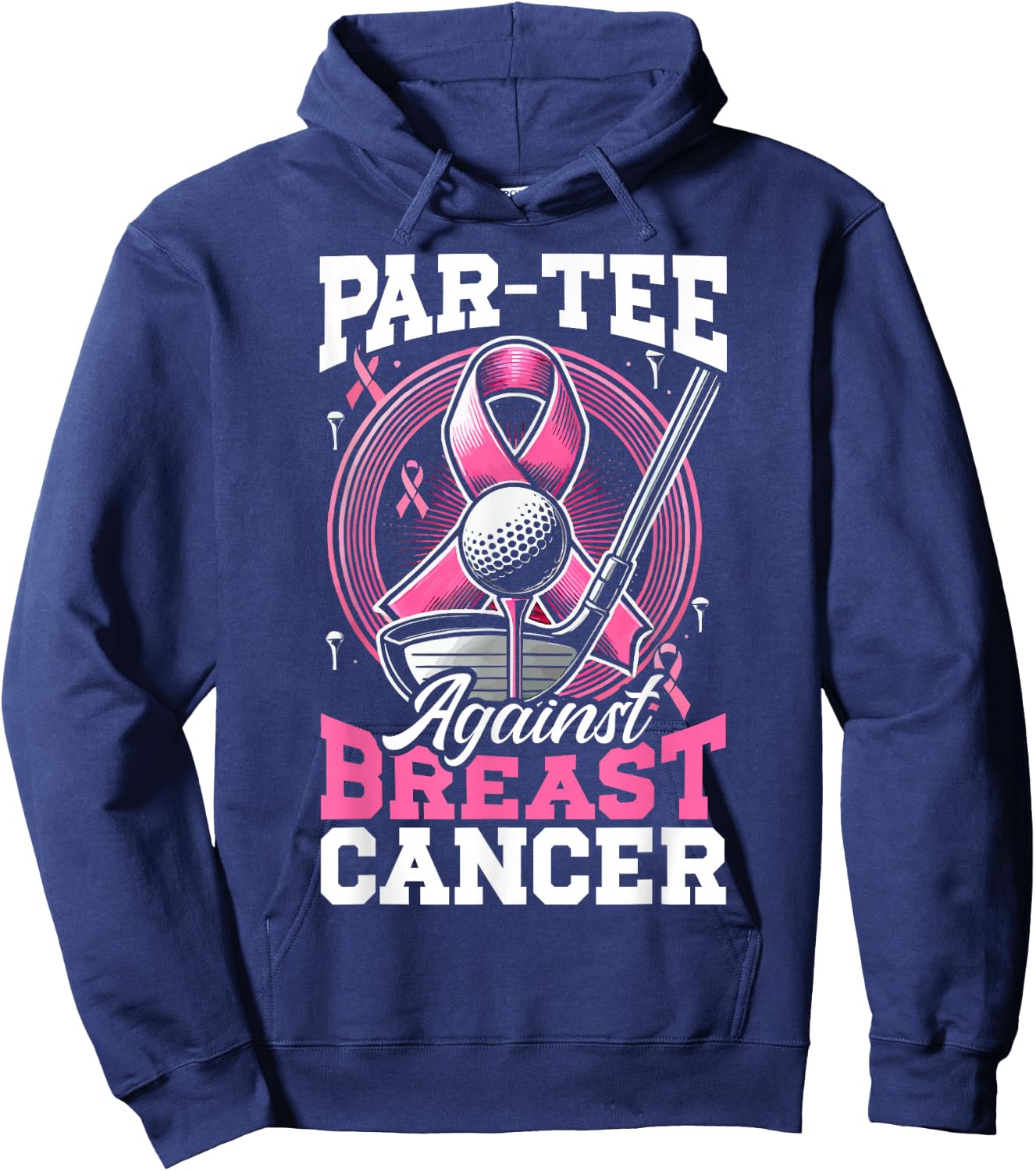 Golf Breast Cancer Awareness Month Golfer Pink Ribbon Hoodie - Hoodie | Navy