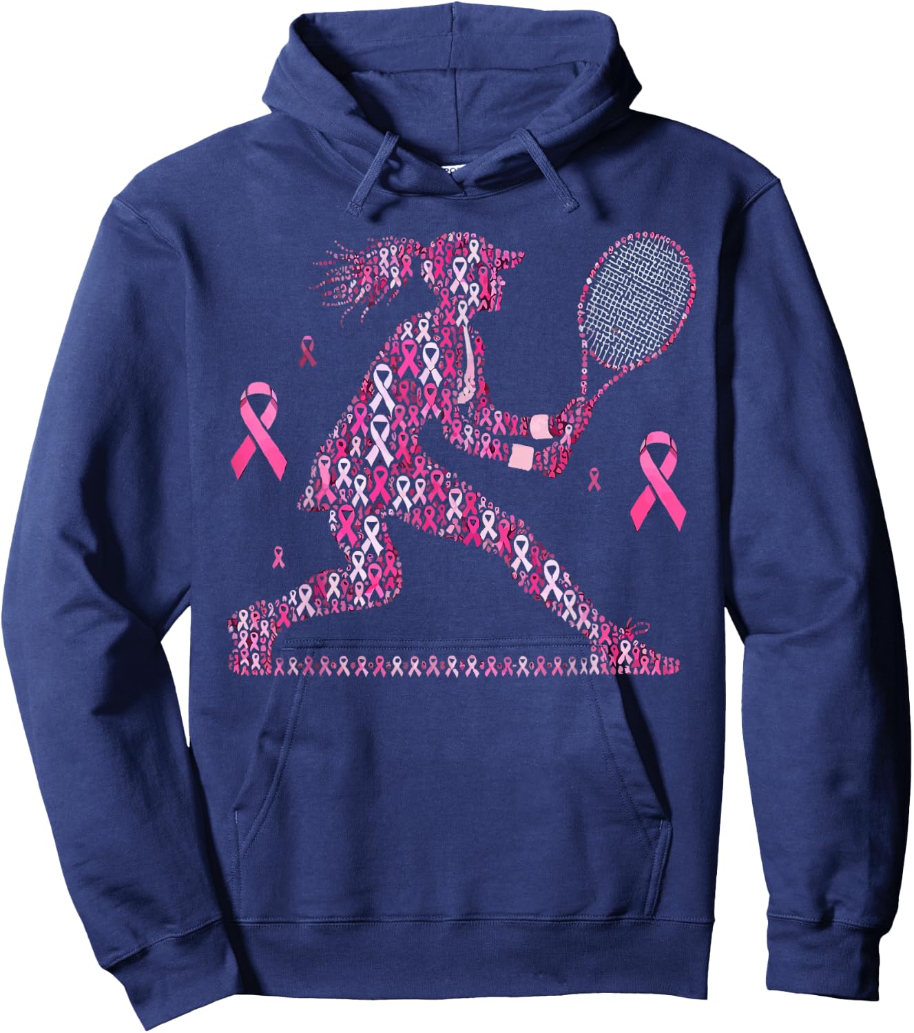 Tennis Breast Cancer Awareness Month Pink Ribbon Hoodie - Hoodie | Navy