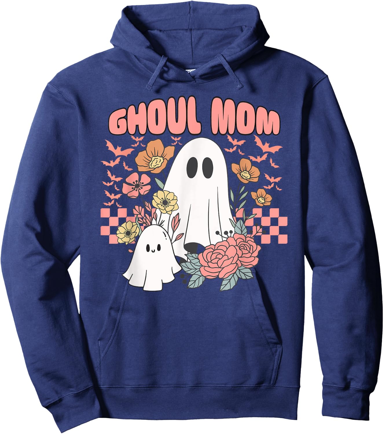 Ghoul Mom Halloween Ghost Spooky Season Retro Mama Hoodie - Hoodie | Navy
