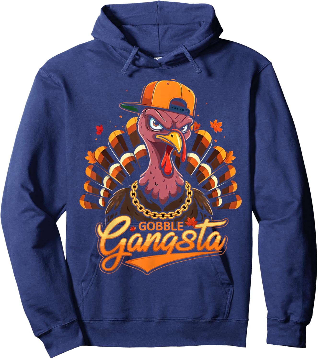 Thanksgiving Gangster Turkey Gobble Gangsta Cool Turkey Fun Hoodie - Hoodie | Navy